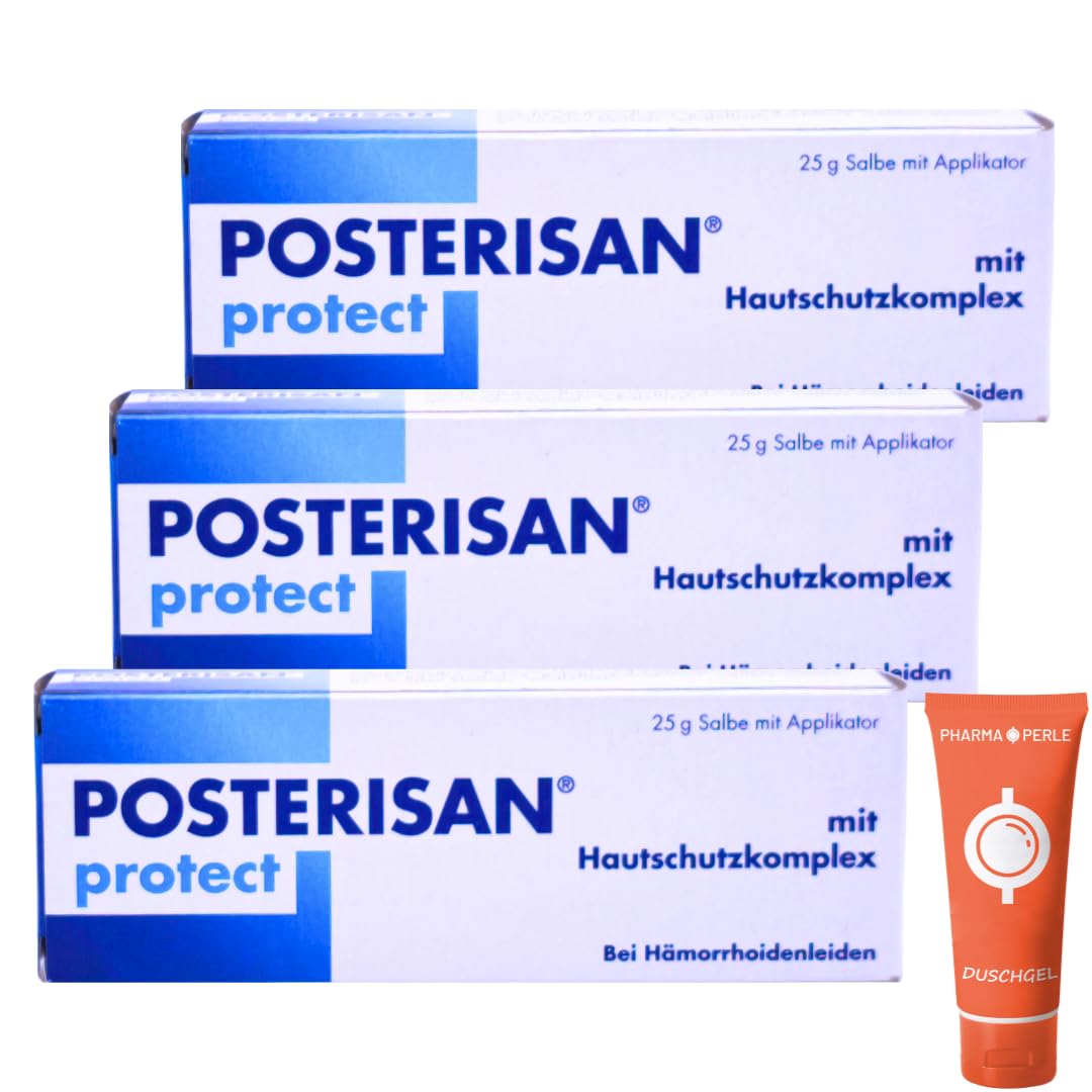 Posterisan protect Salbe mit Applikator 25 g I Rektalsalbe mit Hautschutzkomplex I zur Linderung von Hämorrhoiden-Beschwerden I Spar-Set plus Pharma Perle give-away (Posterisan protect 3x 25 g)