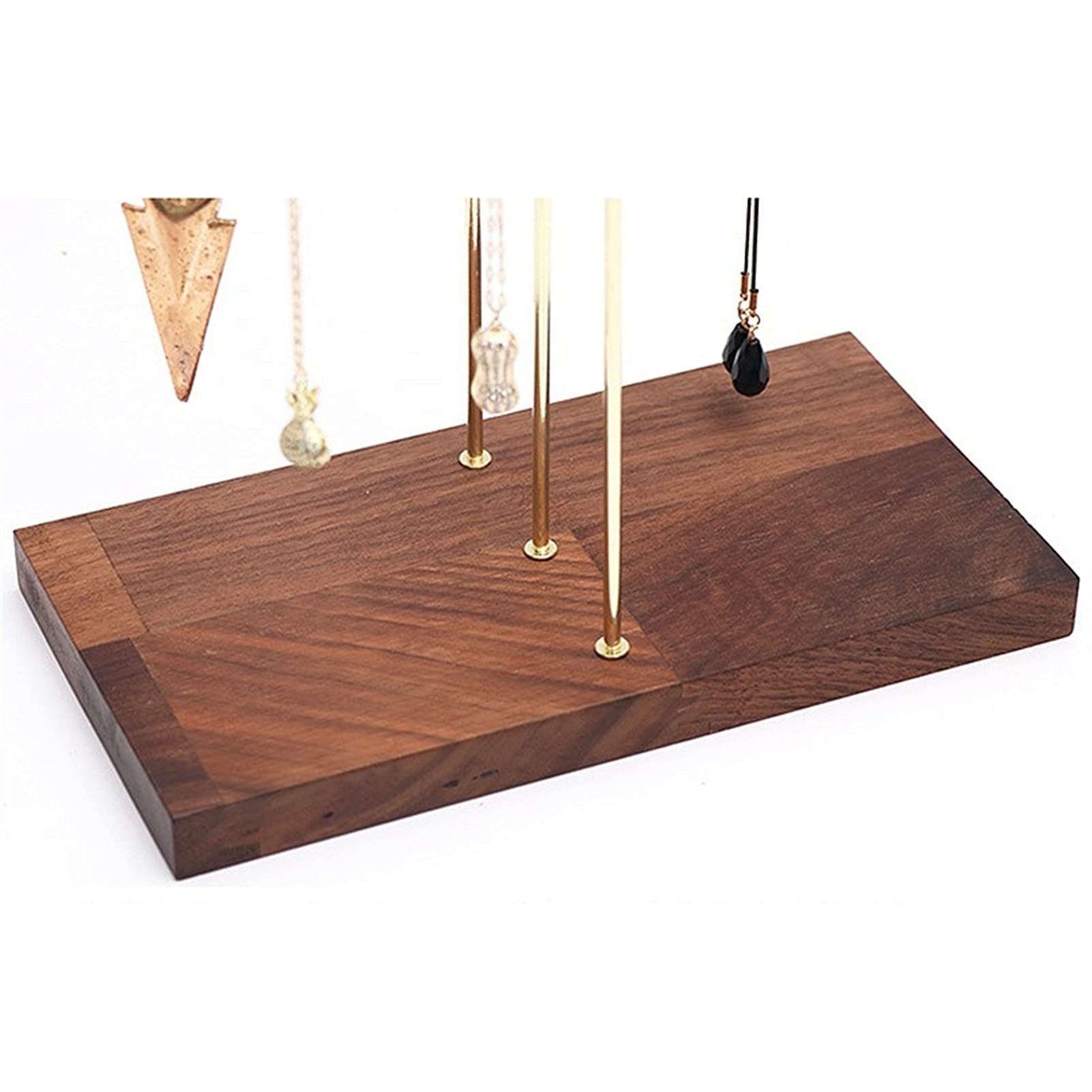 Schmuckständer, Schmuckbaumständer-Organizer, 3-stufiges Aufbewahrungstablett aus Metall und Holz für Halsketten, Armbänder, Ohrringe, Halter, Kleiderbügel, Schmuckständer, Schmuck-Organizer-Halter