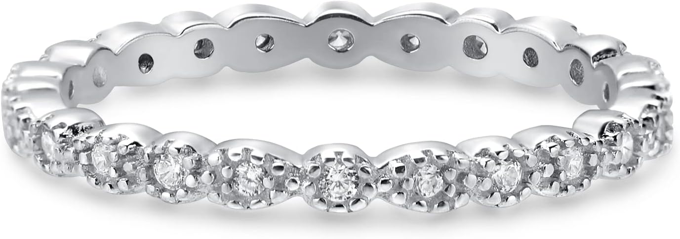 Women 925 Sterling Silver Rings, Stackable Wedding Bands Rings for Women, Women's Eternity Rings, Marquise CZ Promise Rings for Her Size 5-10 - Image 2