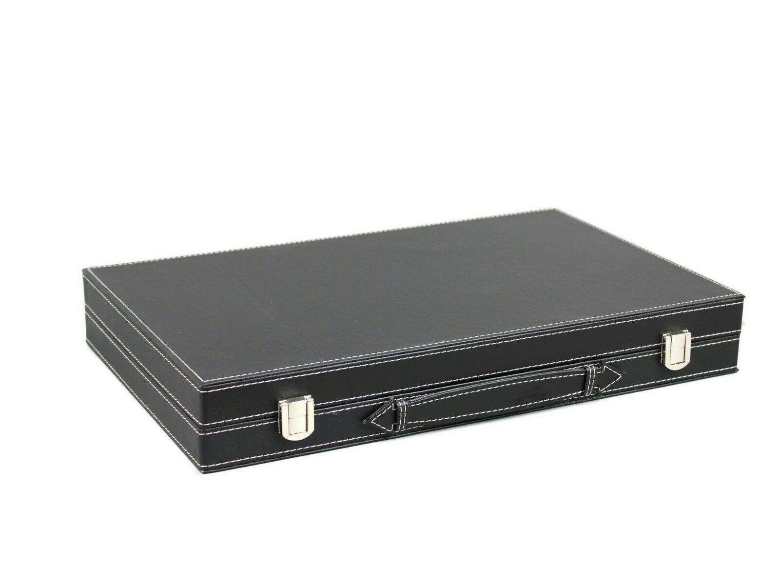 Leather Backgammon Set Graphene Grey- 15"