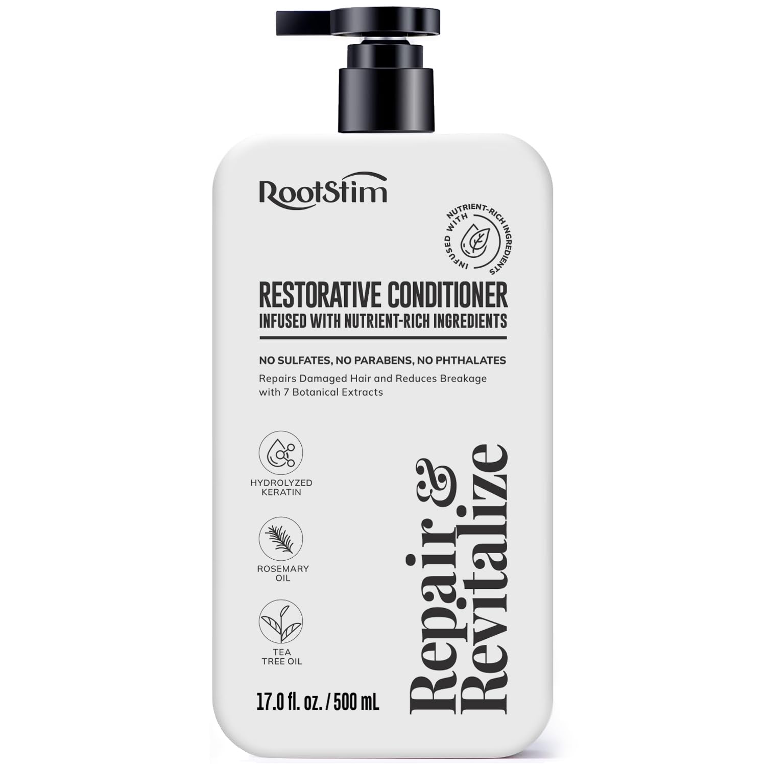 Rosemary Conditioner for Hair Growth & Thinning Hair - Saw Palmetto & Keratin Infused Volumizing Treatment - Sulfate Free Scalp Care Formula with Argan, Tea Tree & Ginger Oil, 16.9 fl oz