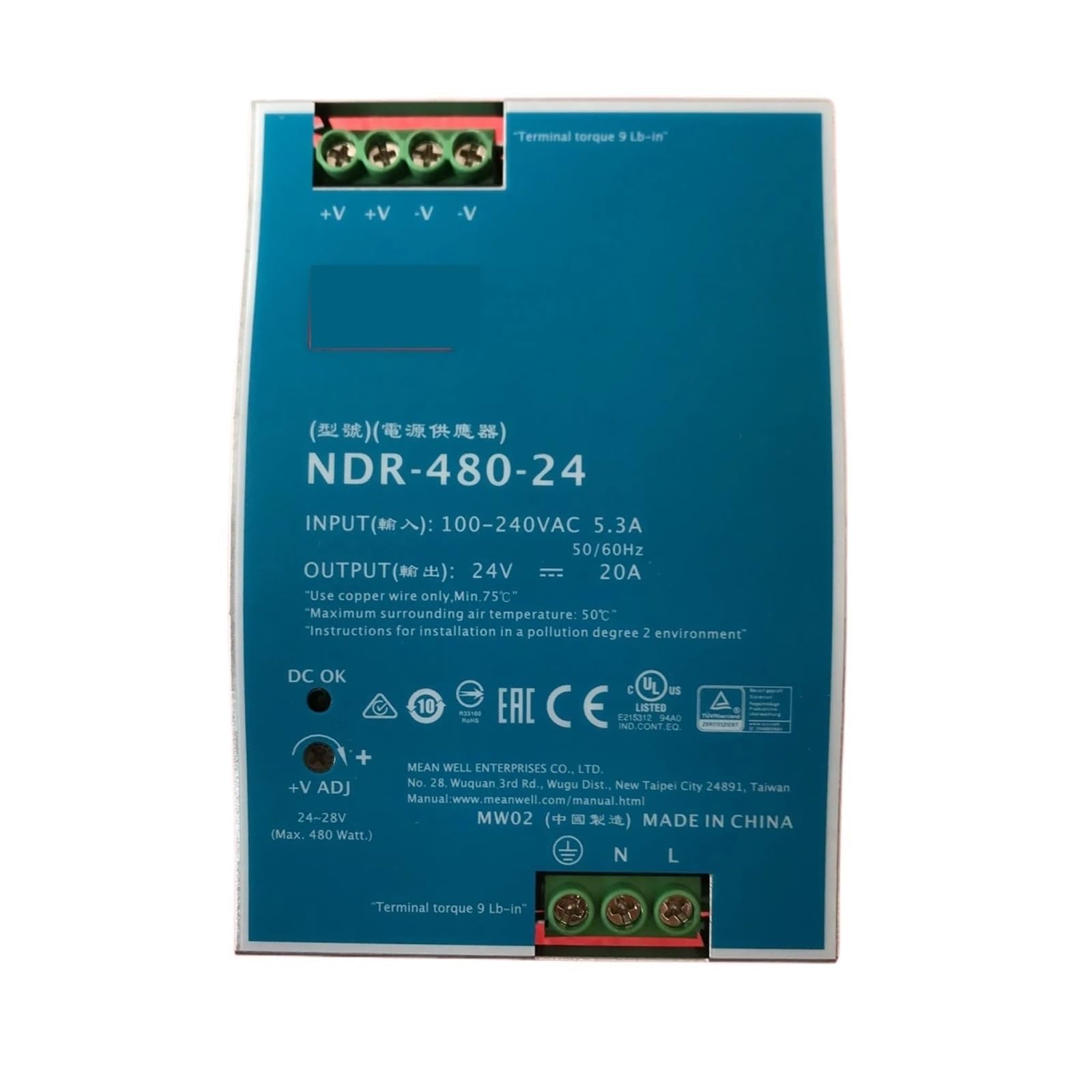 LEOTNNDQ NDR-480-24 DC 24V 20A 480W Single Output Power Supply
