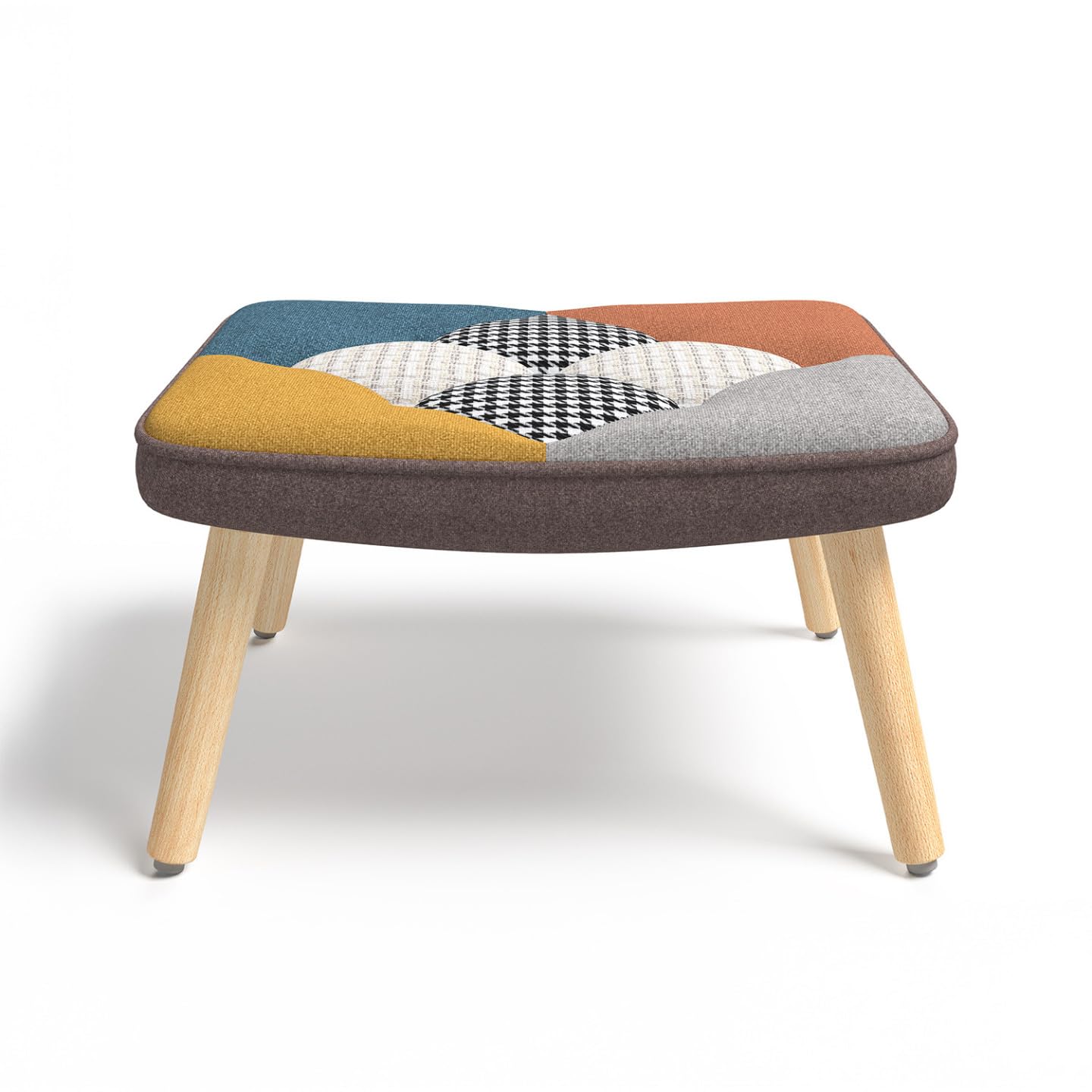 IDMarket - Fauteuil scandinave Ivar avec Repose Pieds en Tissu Patchwork Multicouleurs