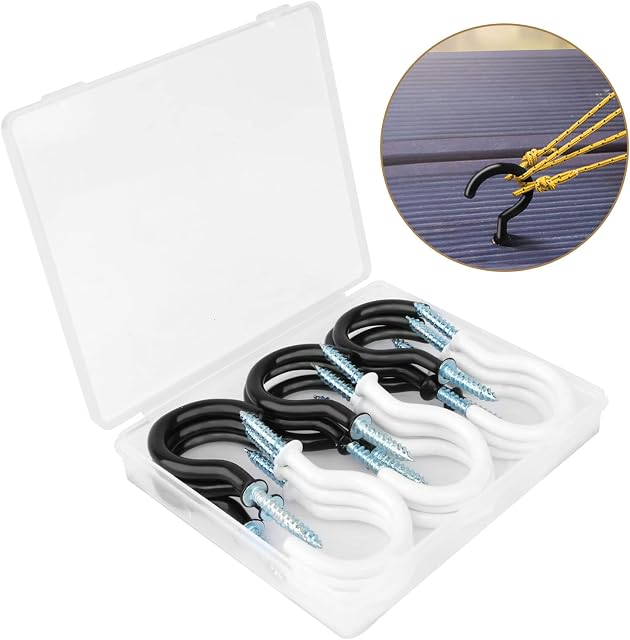 MYDD8 Screw in Hooks Hooks for Hanging Plants-18pcslarge Hooks, Cup Hooks Screw in Screw in Hooks Screw Hooks Black White for Suspension for Cabinet Mug Hanging Key Garden
