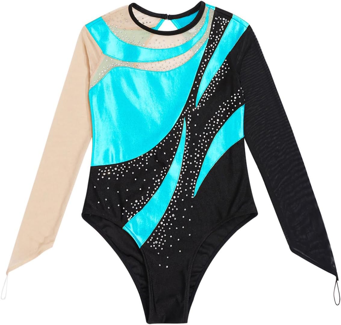 YiZYiF Girls Dance Bodysuit Vest with Shorts Yoga Workout Tank Ballet Unitard Activewear Set Sports Tracksuit Lake Green 8 Years