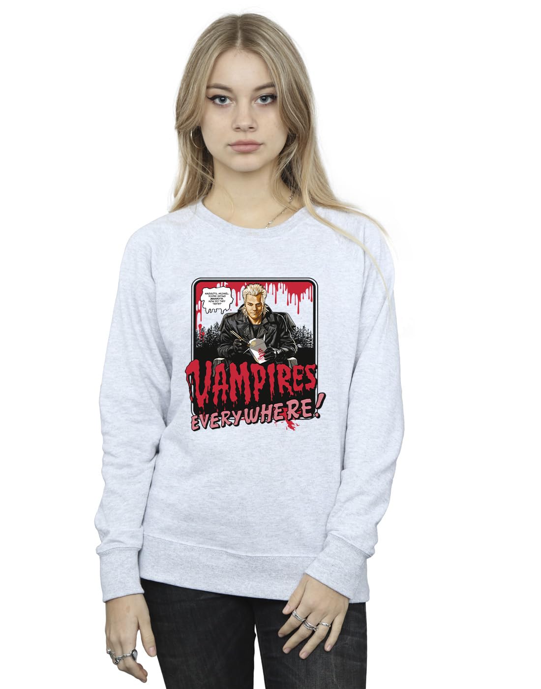 Absolute Cult The Lost Boys Women's Vampires Everywhere Sweatshirt Sport Grey XXXX-Large