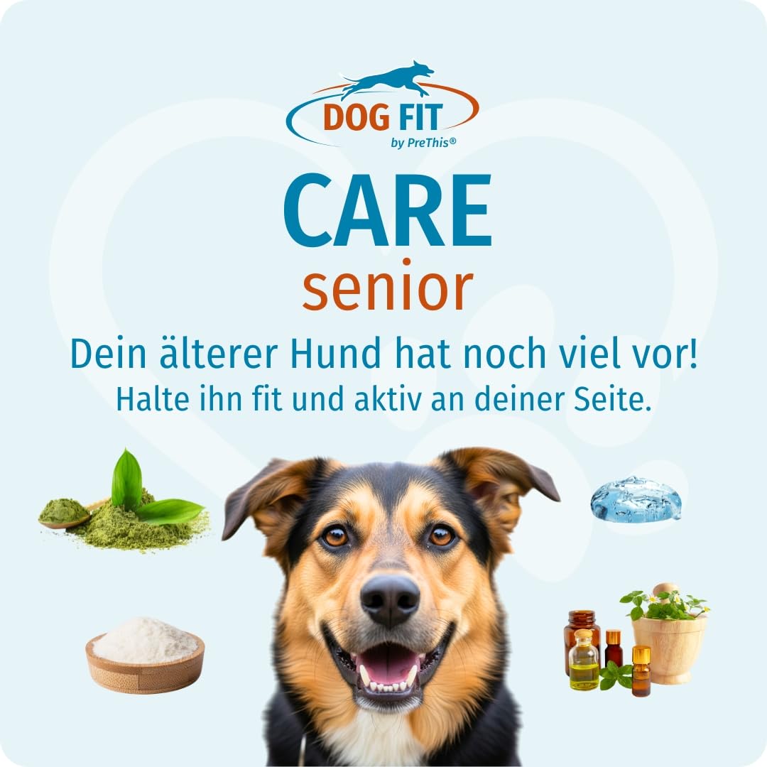 DOG FIT by PreThis® Care Senior für ältere Hunde I Für Vitalität, Wohlbefinden, Gelenke, Immunsystem. Mit Hyaluron & Vitaminen, ohne Zusätze I medium 10-25 kg