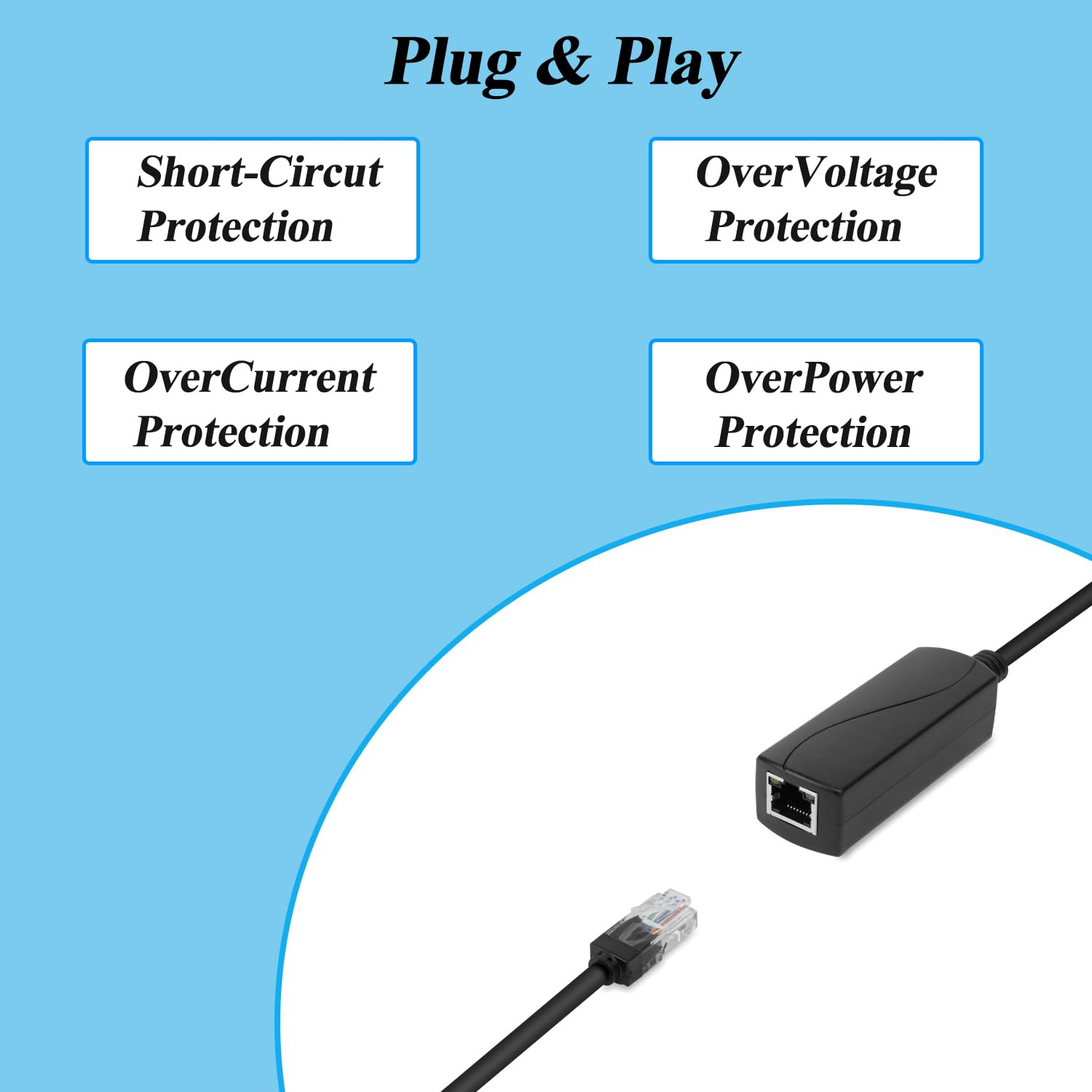 Convertisseur PoE Gigabit 48V vers 24V, Port RJ45 Sortie 24V/1A, | Ethernet Gigabit conforme IEEE802.3af/at, adaptateur PoE passif vers 24V, pour appareils 24V passifs (PS5724TG-RJ)