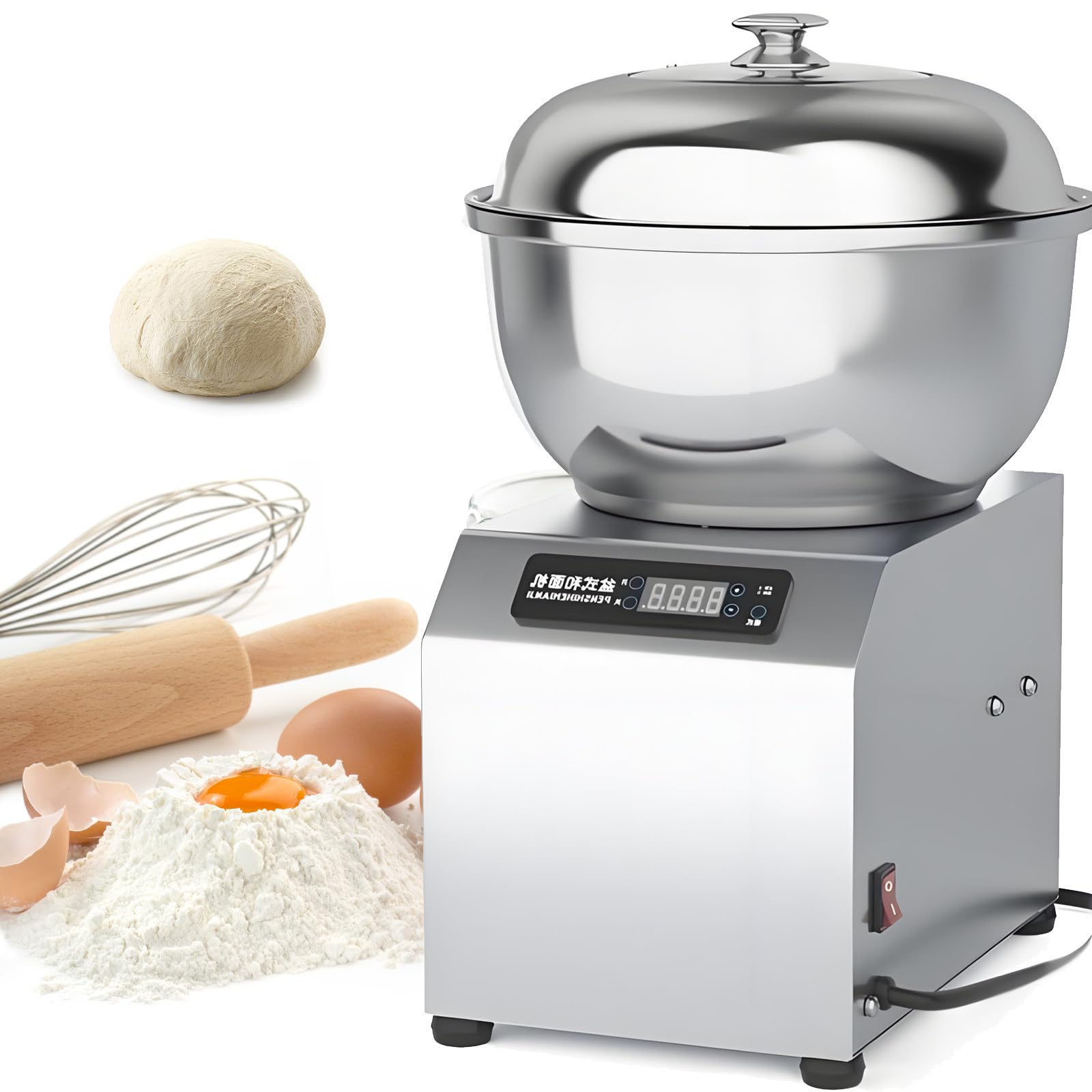 FANGQMM Electric Dough Maker, 110V 1800W Capacity Commercial Dough Mixer Dual Rotating Dough Kneading Machine Food-grade Stainless Steel Bowl for Restaurant Bakery Home 8kg
