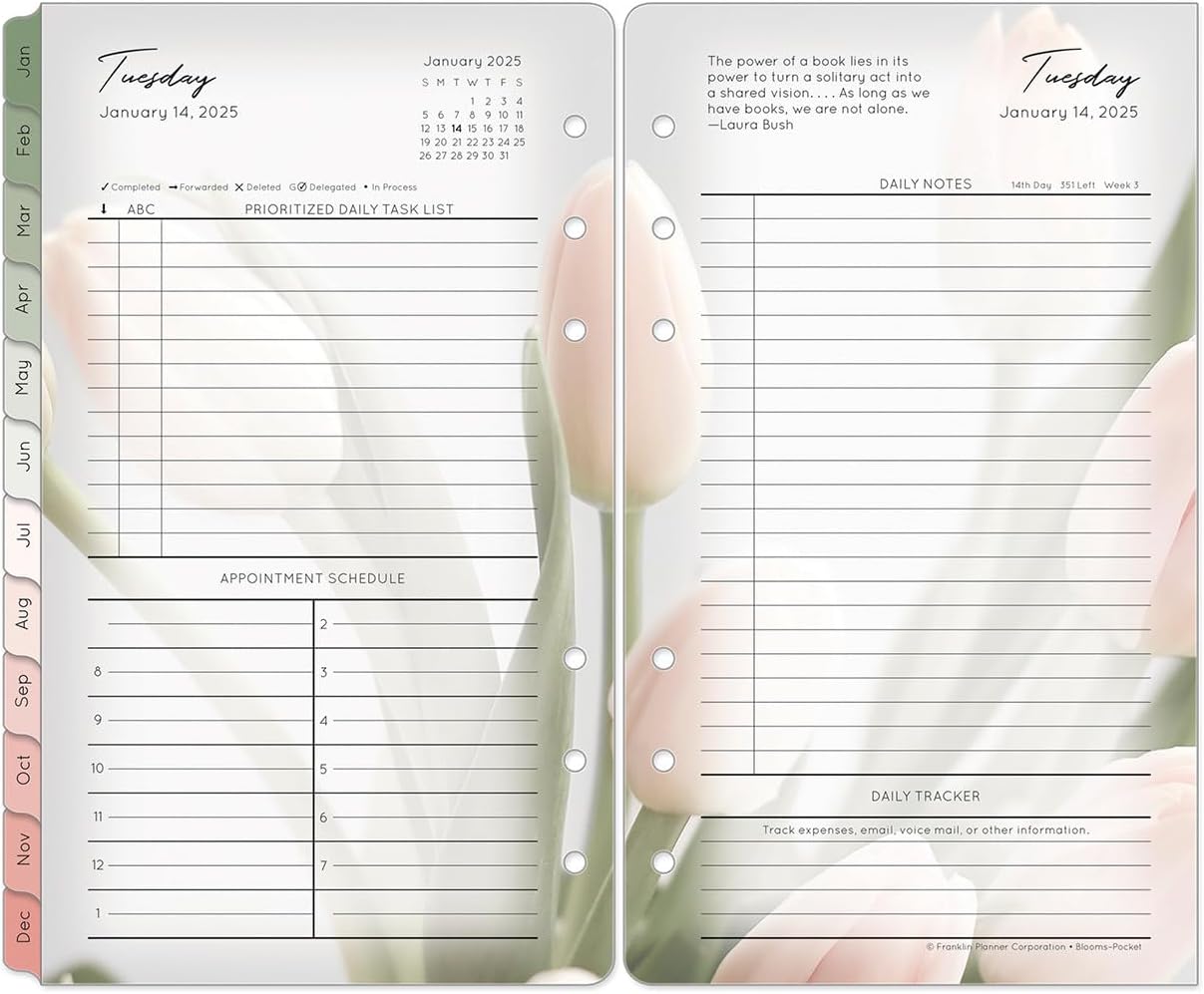 FranklinCovey - Blooms Two Page Per Day Ring-Bound Planner (Pocket, Jan 2025 - Dec 2025)