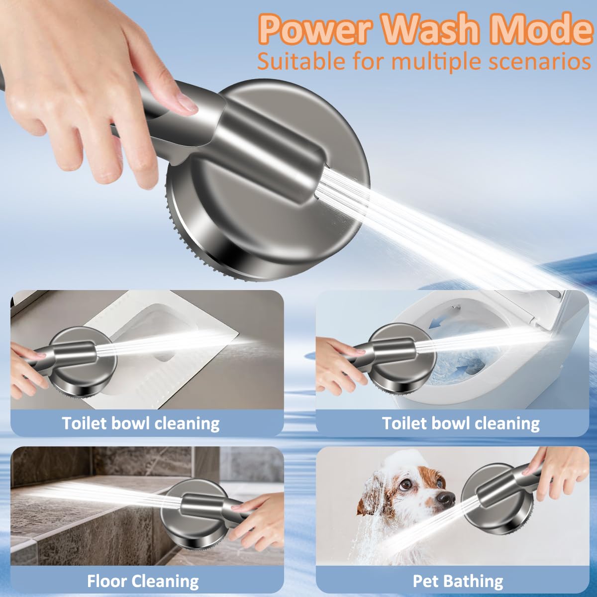 REETEE Soffione Doccia ad Alta Pressione, Doccino per Doccia con Filtro, 5 Modalità Spray Soffione Doccia Anticalcare, Shower Head con 1.5 M Tubo (grigio)