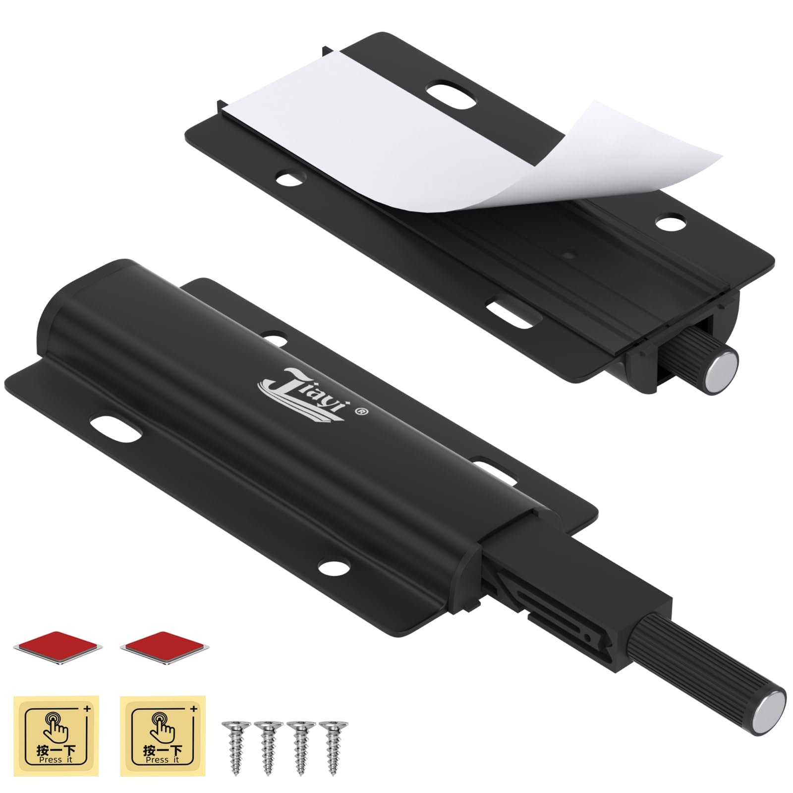 Magnetic Push Door Catches Jiayi 2 Pack Cabinet Push Magnet Touch Latches Kitchen Door Magnetic Press Latch for Cabinet Door Closure Push Catch Pop Out Cabinet Hardware Black