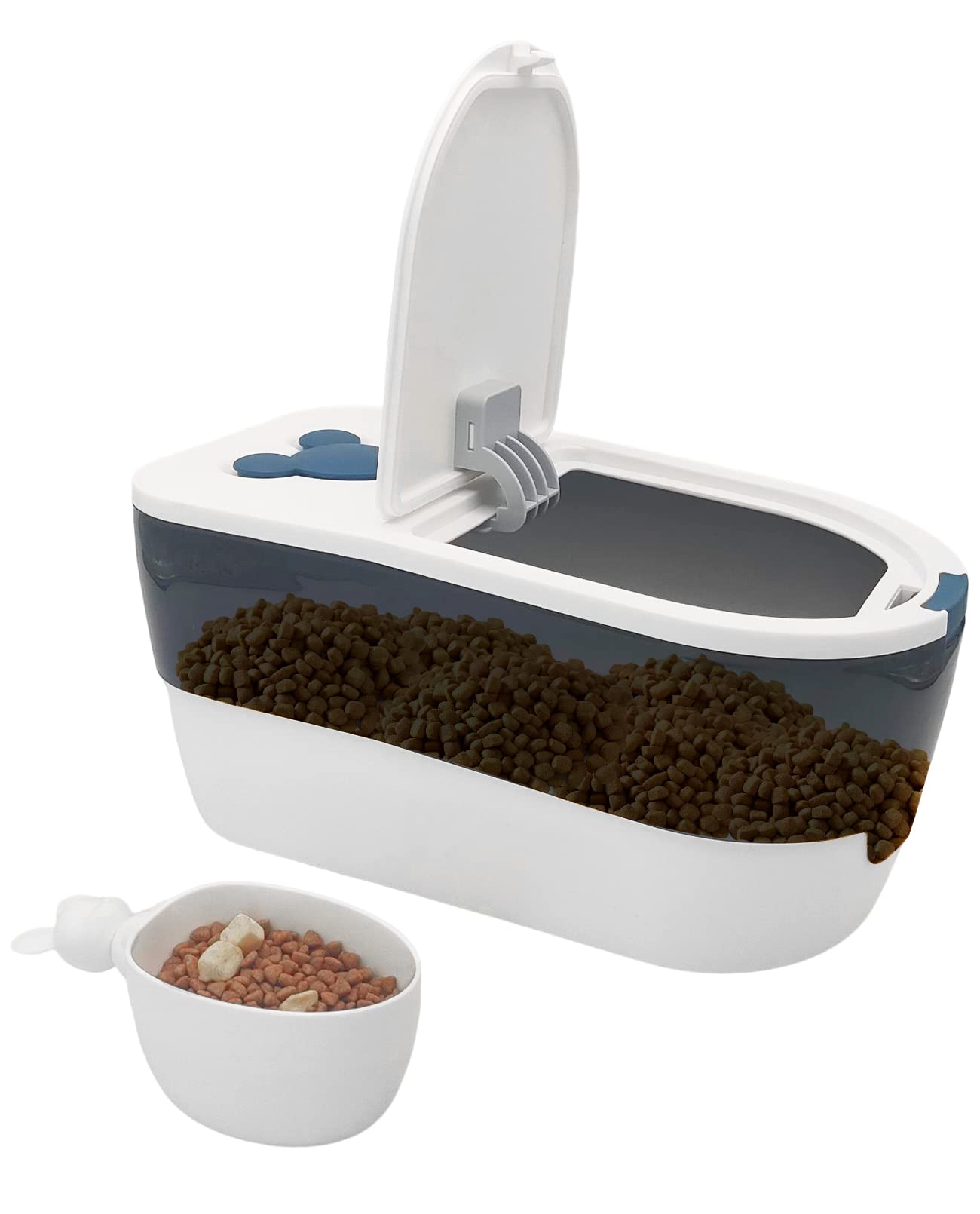 BNOSDM Airtight Cat Food Storage Container for Pet Dog Foods Storage Bins with Scooper Translucent Plastic Pets Dogs Cats Birds Dry Feed Dispenser, Kitchen Rice Cereal Flour 8lb