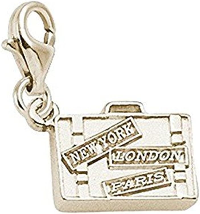 10k Yellow Gold Suitcase Charm With Lobster Claw Clasp, Charms for Bracelets and Necklaces