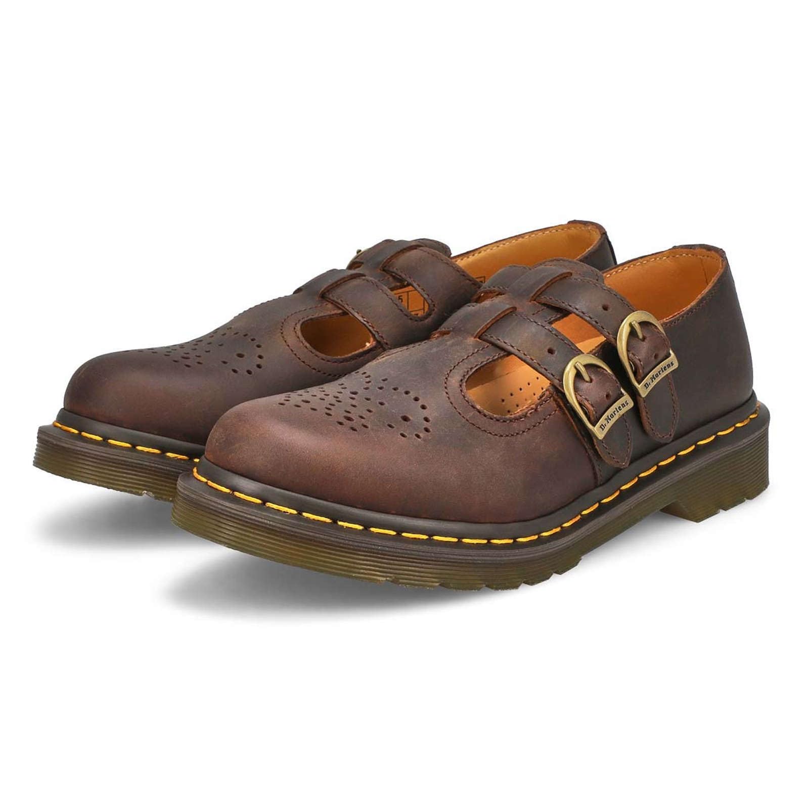 DR. MARTENS 8065 Mary Jane Shoe, Oxford Mujer, Dark Brown Crazy Horse, 40 EU