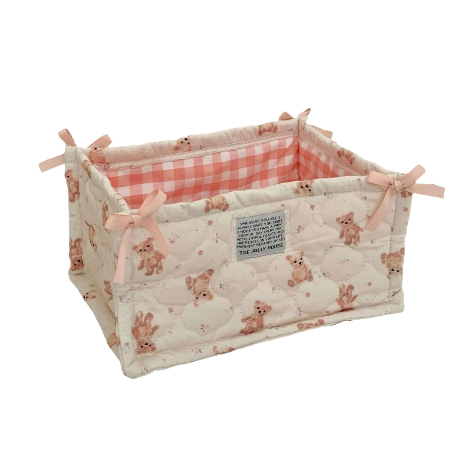 Quilted Fabric Desktop Organizers Basket for Neat and Tidying Storage of Small Items and Accessories Fabric Basket