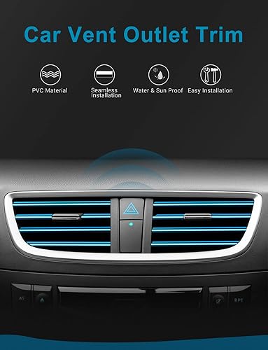 Miniatura 2 de Tira de salida de ventilación de coche, 20 unidades, color azul, cromada, PVC, aire acondicionado, salida de ventilación, decoración, tira de