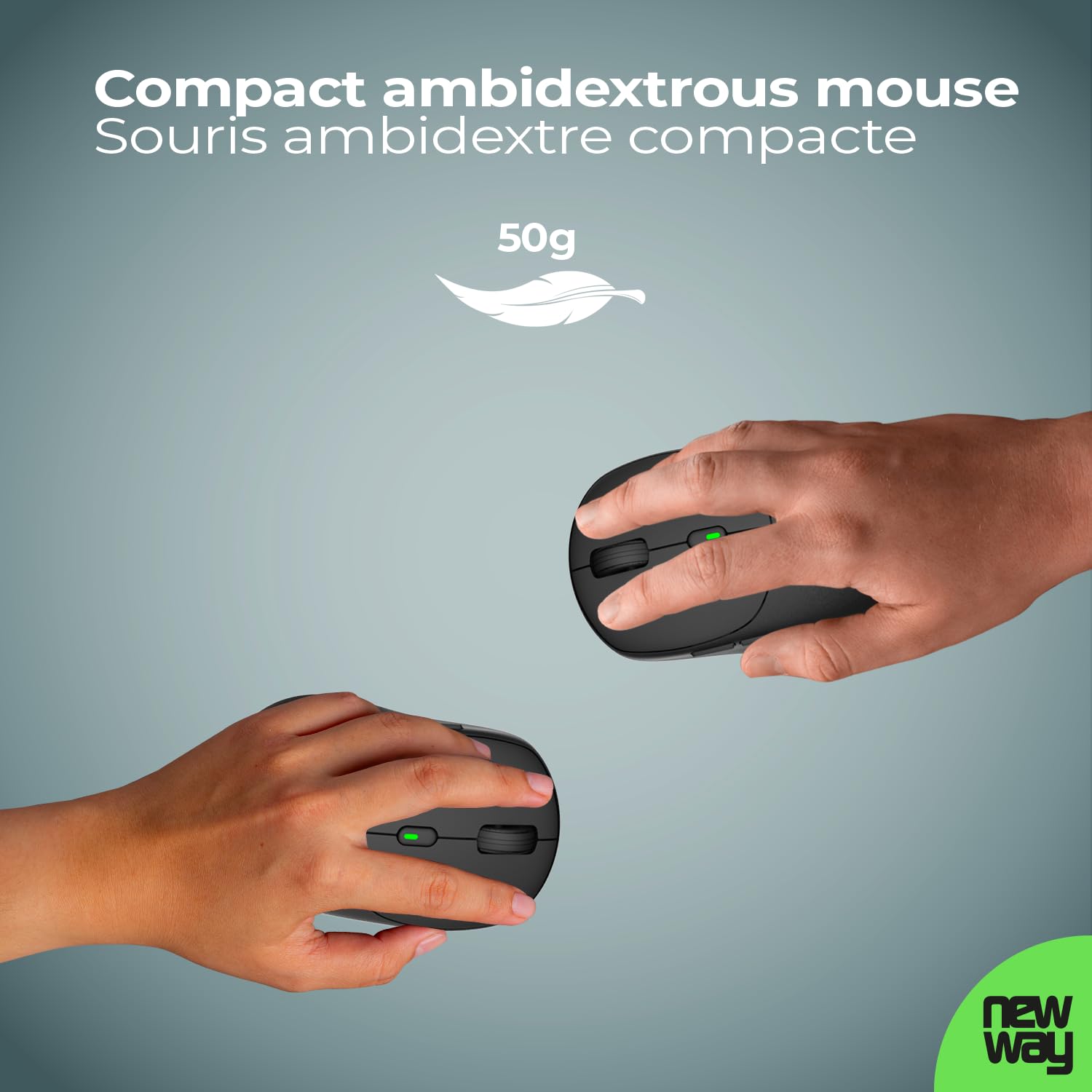 NEWWAY NKMP252 Clavier Souris sans Fil 2.4 GHz AI Copilot – AZERTY Français – Frappe Silencieuse, 14 Touches Multimédias, Souris Légère 6 Boutons, Tapis de Souris Inclus, Longue Autonomie (Noir)