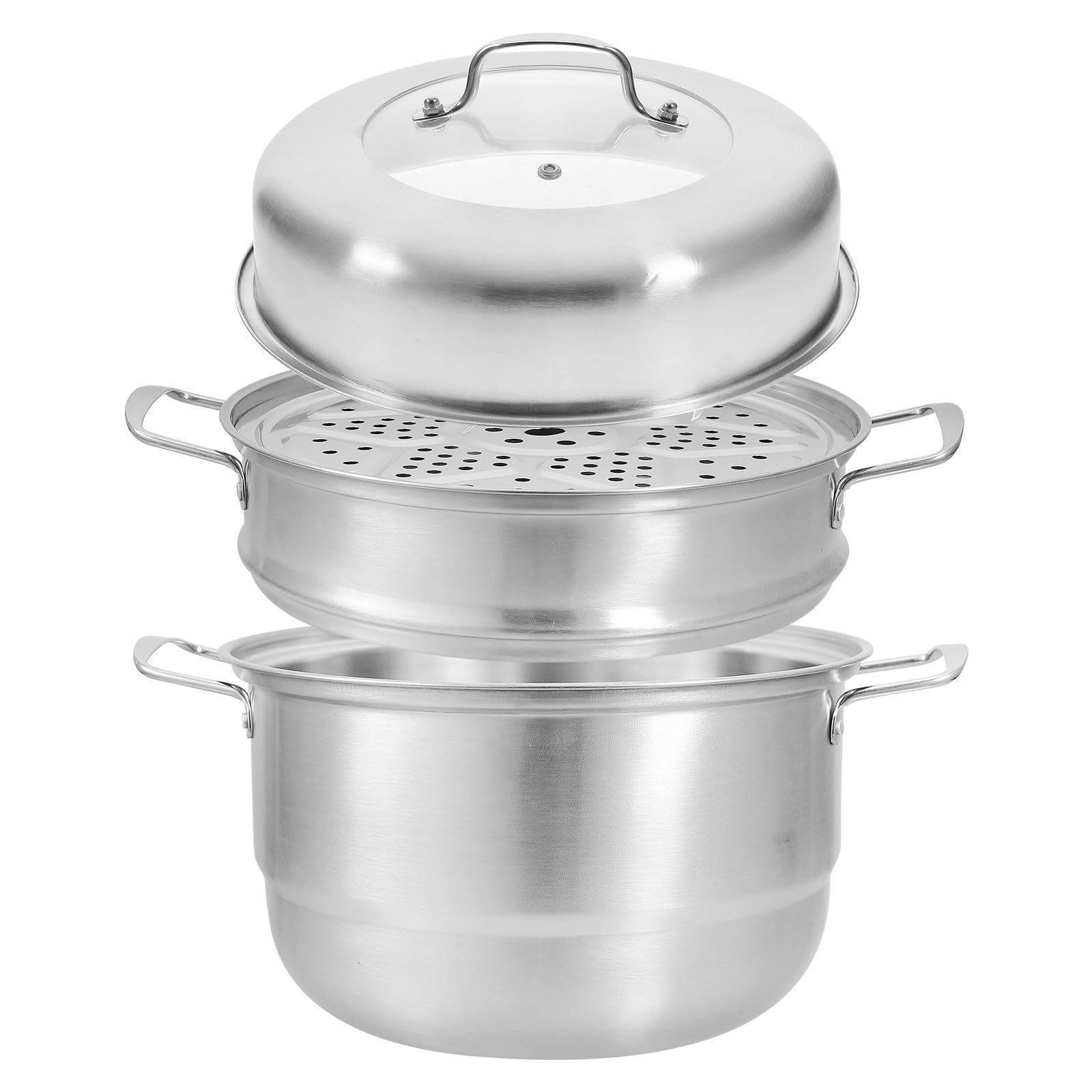 Dampfgarer zum Schonenden Dampfgaren aus Edelstahl mit Mehrschichtigem Design 3-stöckiger Topfset von Speisen für Küche
