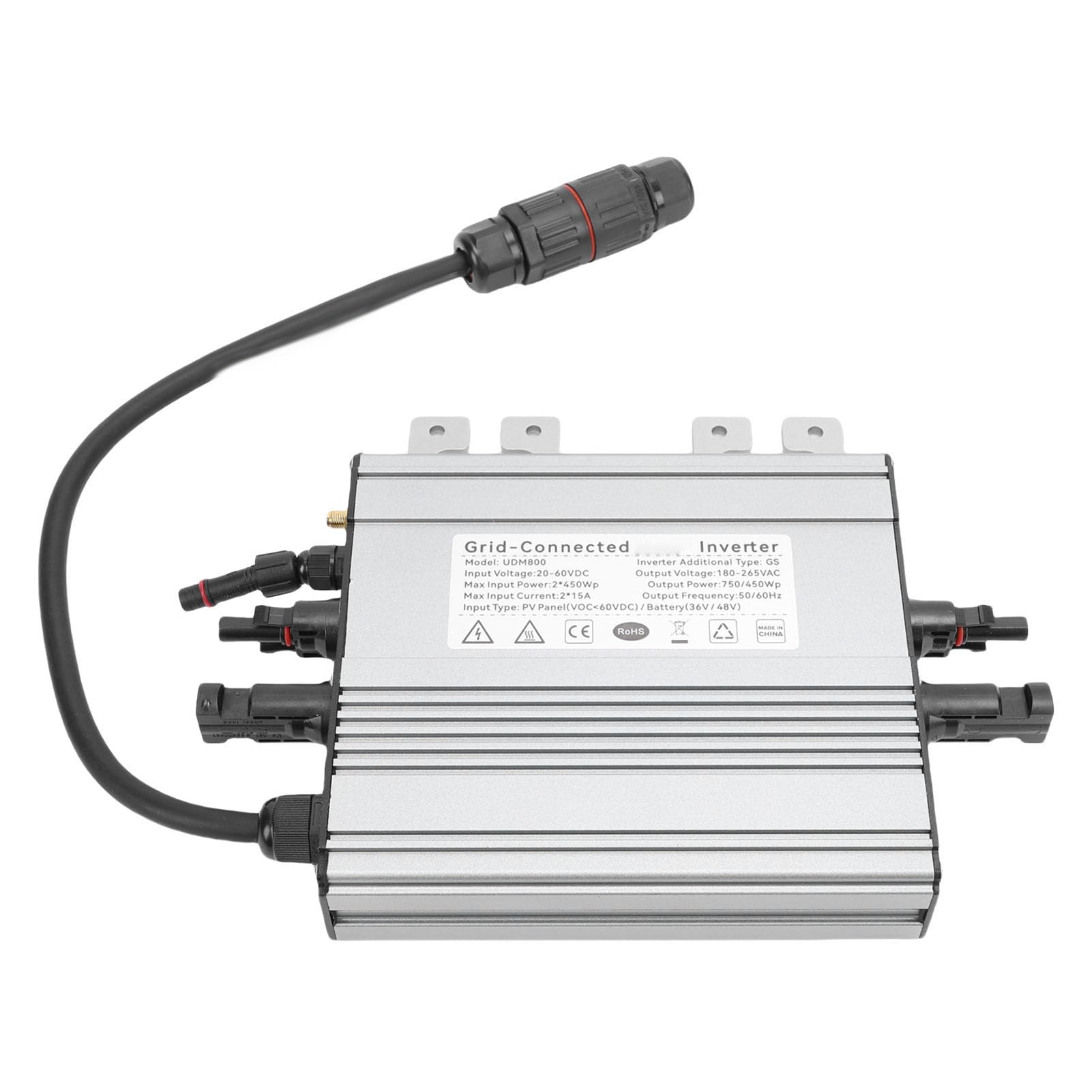 Microinversor de Conexión a Red de 800W, con WiFi, Inversor Solar con Modo de Batería Fotovoltaica de Entrada Dual IP65, para Energía Doméstica