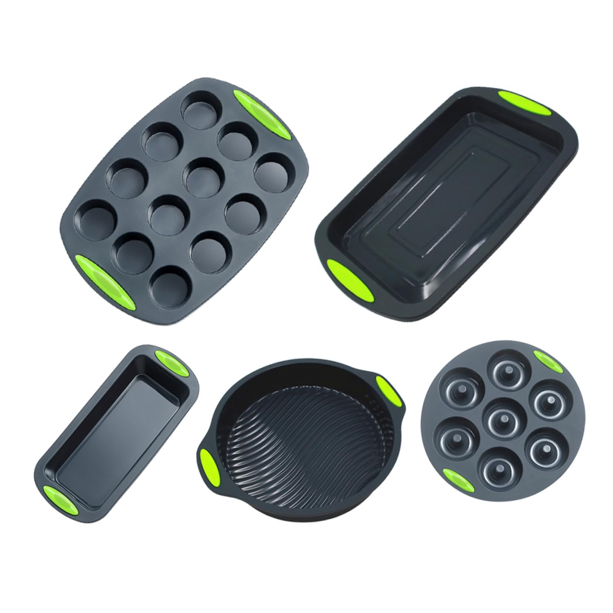 MAGICLULU Kit De 5 Moules En Silicone Pour Gâteaux Antiadhésifs Compatibles Avec Le Four Gris