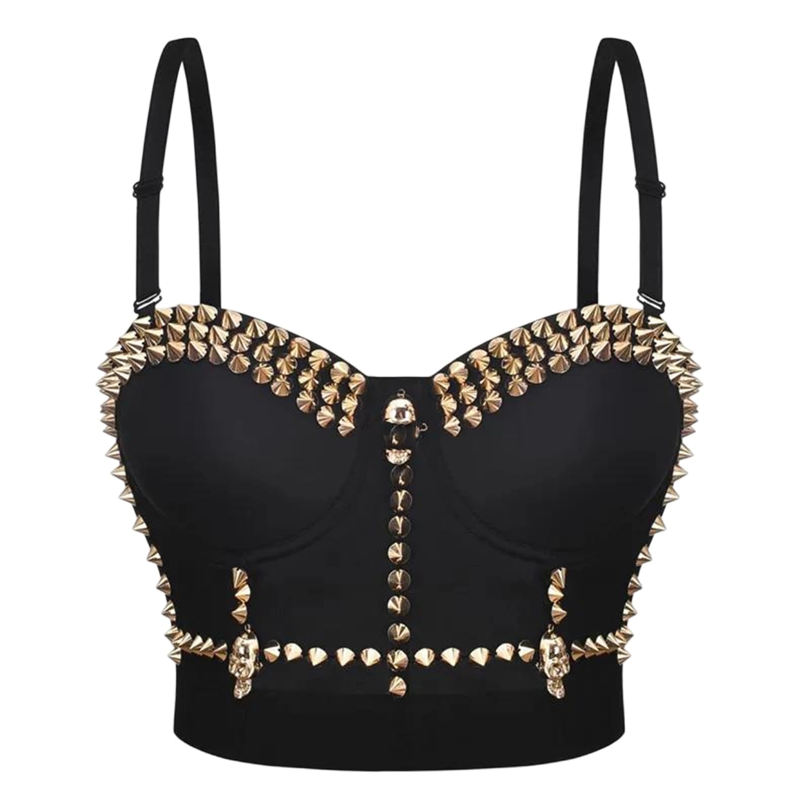 Yeuyyben Corsetto da donna crop top rivetto senza maniche Halloween costume festa bustier top