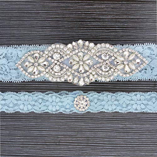 Womens Blue Lace Wedding Garter Set Of 2 Garters For Brides Lace Bride Garters For Prom #TOP2