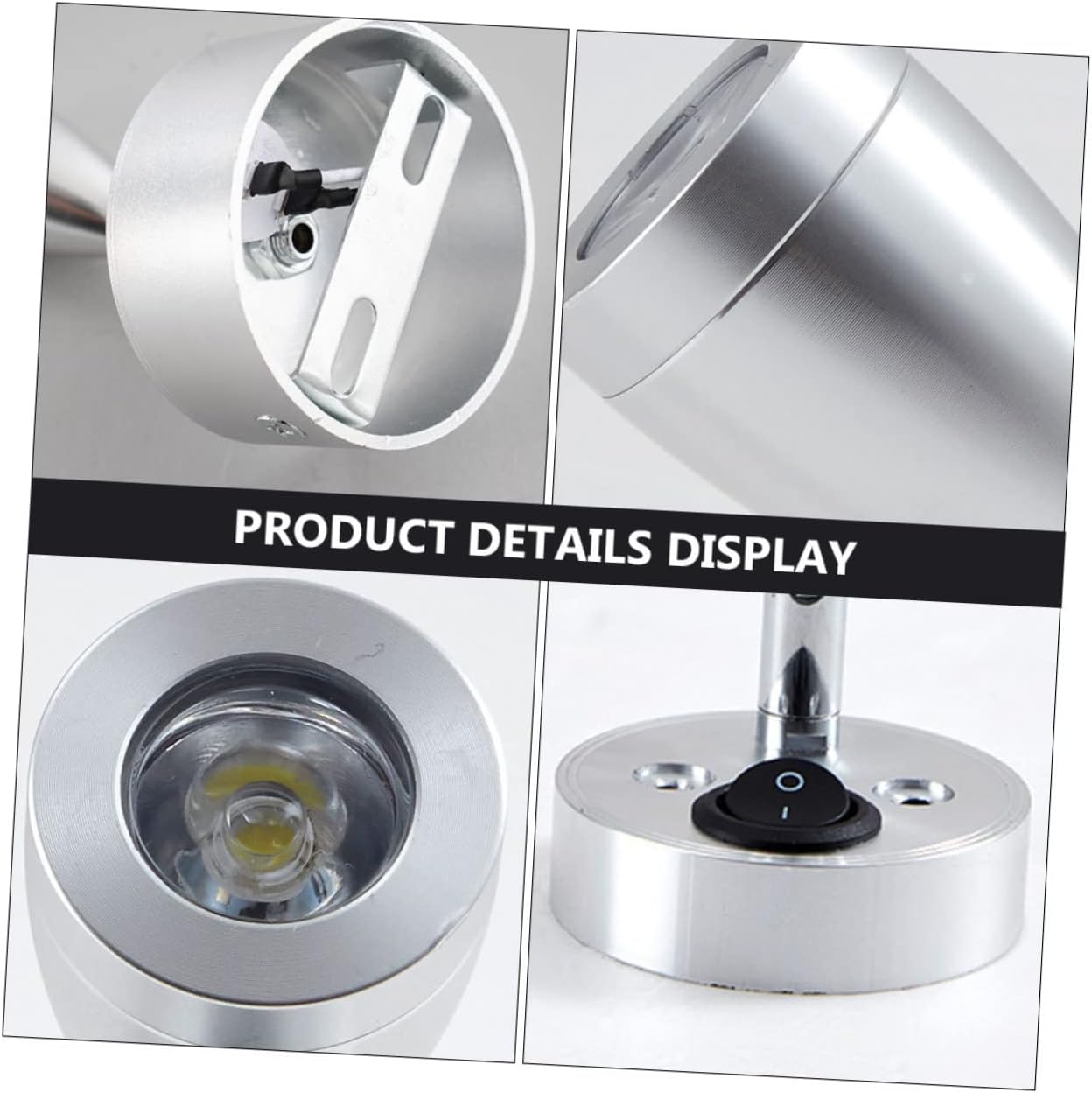 12V Indoor Wall Spotlight Reading Lamp for Rv Bedside Use Aluminum | Silver Finish, Easy Operation, Decorative Effect, Wide Application for Yacht and Home Reading Needs