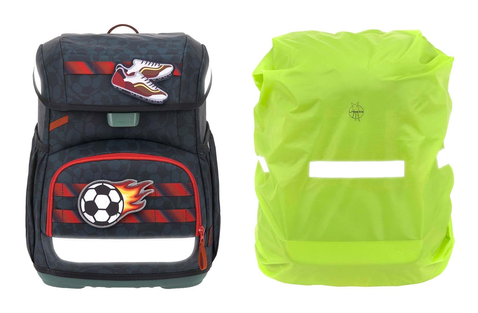 LÄSSIG Schulranzen Regenhülle Light Unique School Set 7-teilig Football deep blue dunkelblau