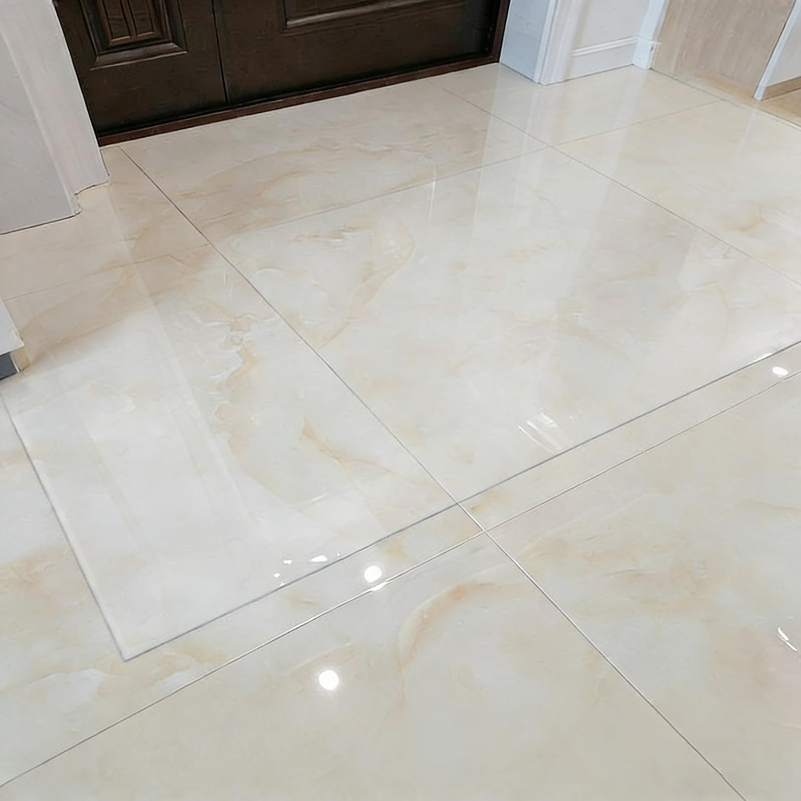 Tapis de couloir transparent antidérapant : protection antichoc et extra longue