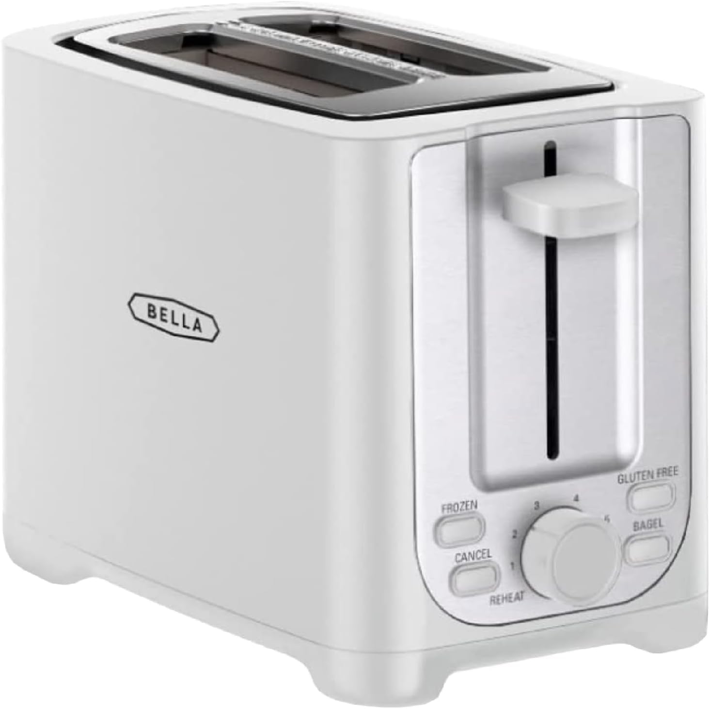 BELLA 2 Slice Toaster with Auto Shut Off - Extra Wide Slots &amp; Removable Crumb Tray and Cancel,Defrost &amp; Reheat Function - Toast Bread,Bagel-&amp; Waffle,White,(Pack of 6)