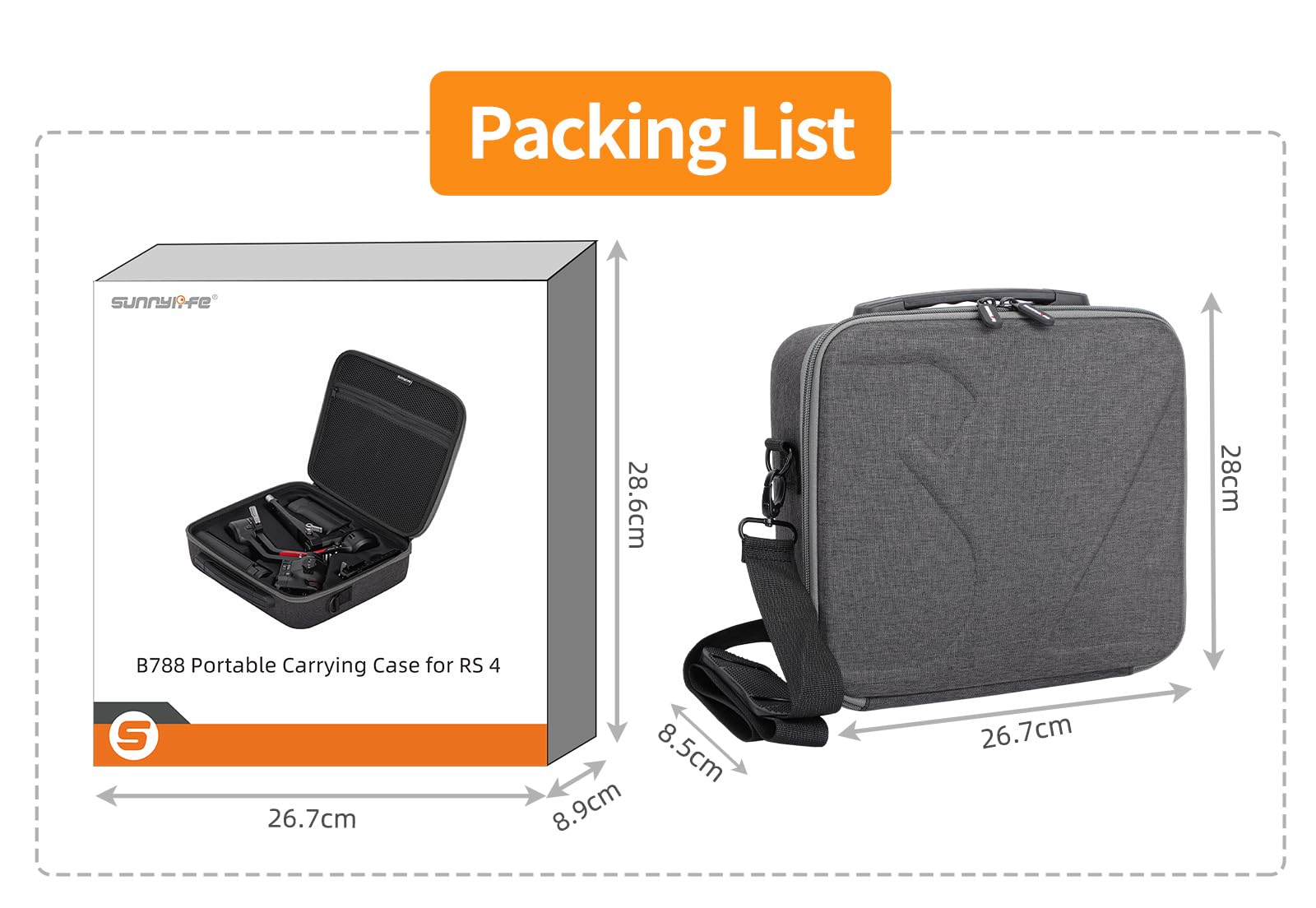 RC GearPro Ronin RS 4 Sac de Transport Sac à bandoulière Résistant aux Chocs Coque Dure Sac de Voyage pour DJI RS 4 Ronin Stabilisateur à cardan Accessoires Portable Protecteur de Protection Sac