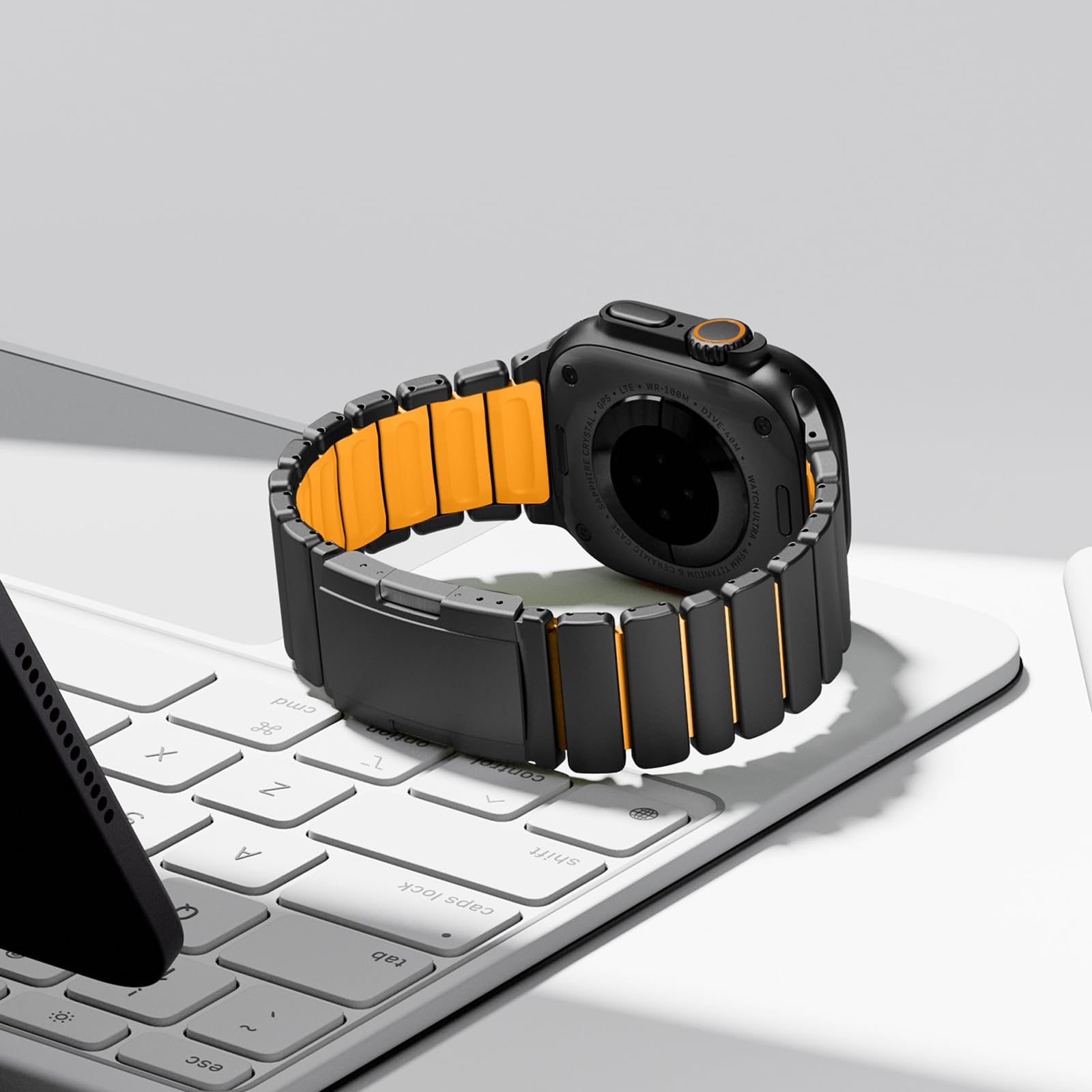 SEURE Titan Armband mit Watch Ultra 3/2/1 49mm,46mm 45mm 44mm Titan Metall Silikon Doppelschicht DLC-Beschichtung Ersatzarmband mit Faltschließe für Serie10 11