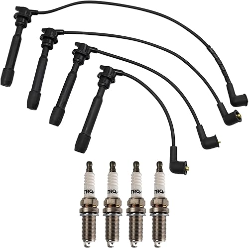 TRQ Kit de encendido Juego de bujías y cables compatibles con Hyundai Kia L4 2.0L 1.8L