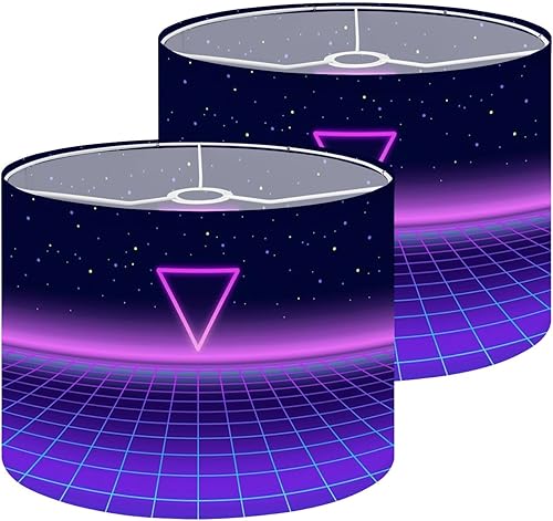 Miniatura 17 de Lampshades Lamp Shades 11"x11"x9" Retrowave synthwave vapor party Light grid landscape Yesterday s Light Shade for Table Lamps Floor Lamps Drum Lamp