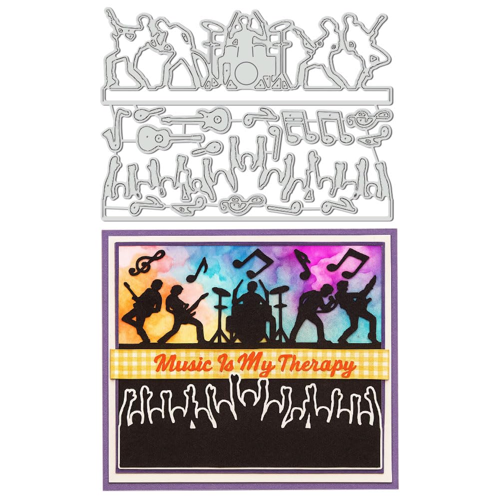 UNICRAFTALE 18Pcs Music Theme Metal Cutting Dies Guitar Orchestra Die Cut 3D Embossing Stencils for Card Making DIY Scrapbooking Photo Album Journal Decoration Paper Crafts 10.8X14.8cm
