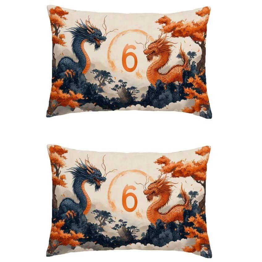 Housse de coussin 70x90cm imperméable orange brûlée en lin pour l'extérieur