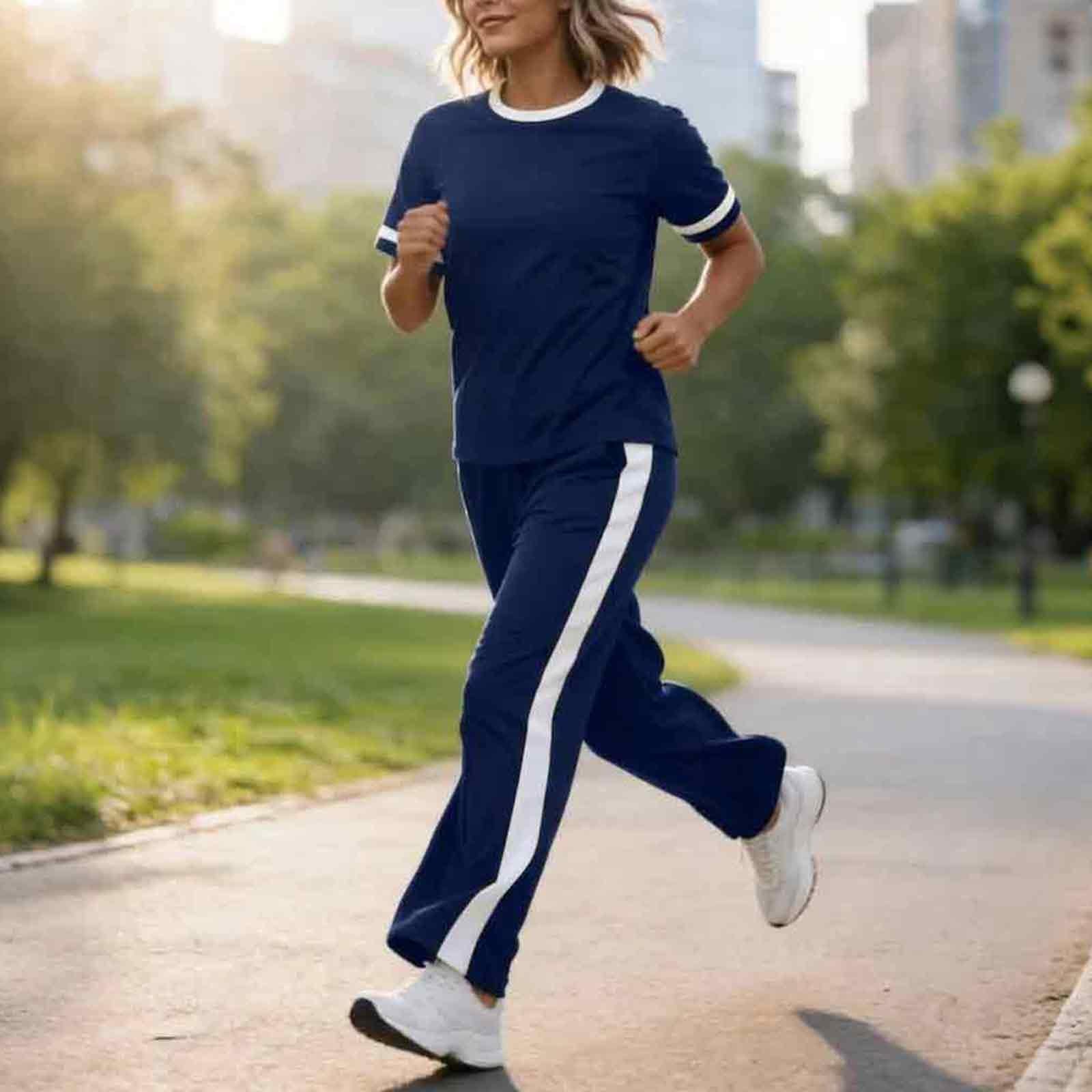 Ensemble de pyjama élégant 2 pièces pour femme | Haut à manches longues et col rond et pantalon long - Pyjama ample 2 pièces - Ensemble rayé