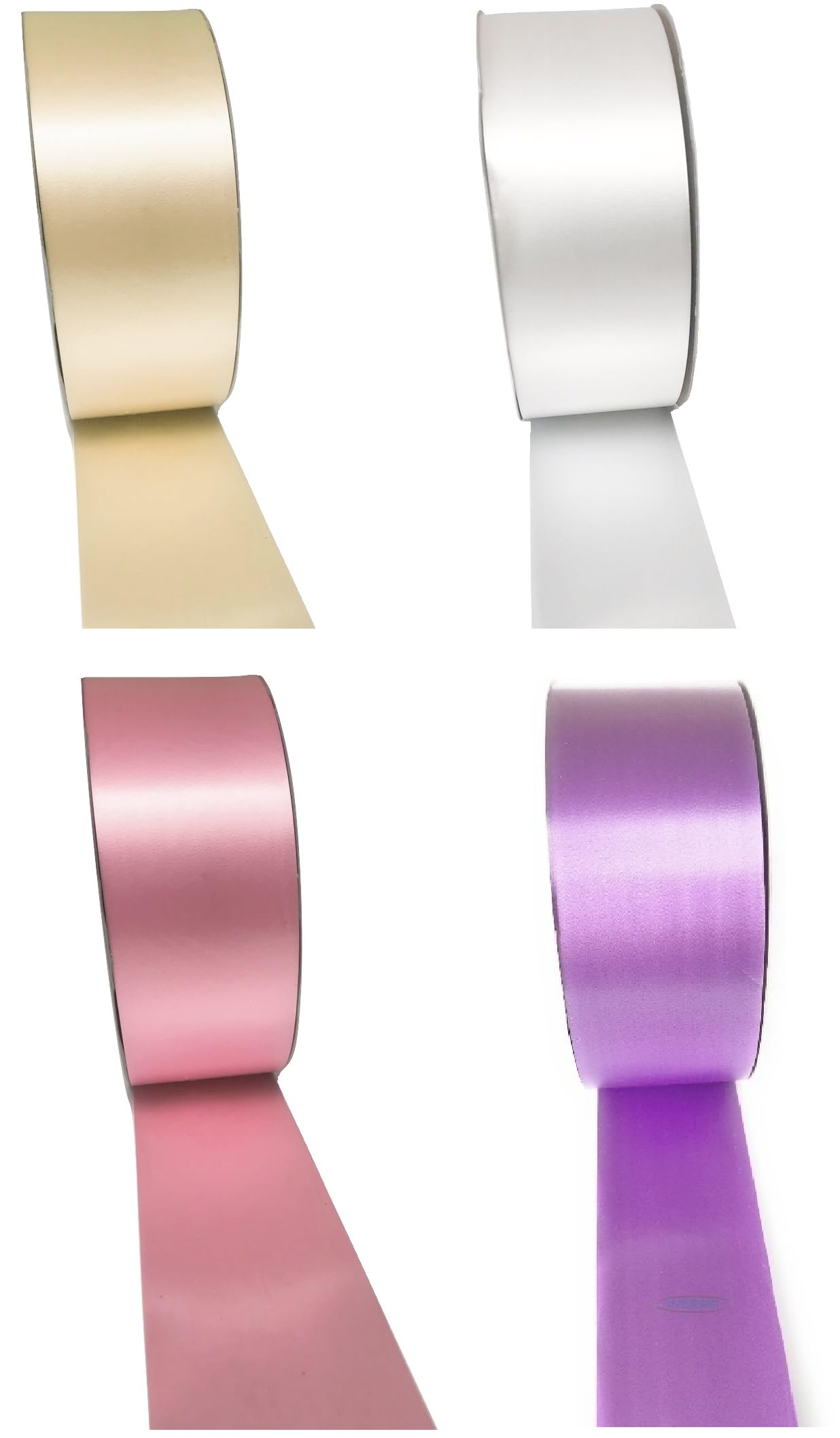 INERRA Ribbon Multipack - 4 x 100 Yard Rolls White, Ivory, Baby Pink, Lilac 50mm Wide