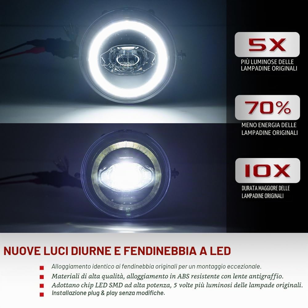 LED Fendinebbia DRL Luce di marcia diurna compatibile con Mini Coo.per R55 R56 R57 R58 R59 R60 R61 LED Anello Aureola Luce di guida in funzione DLR E4 approvato 2PCS
