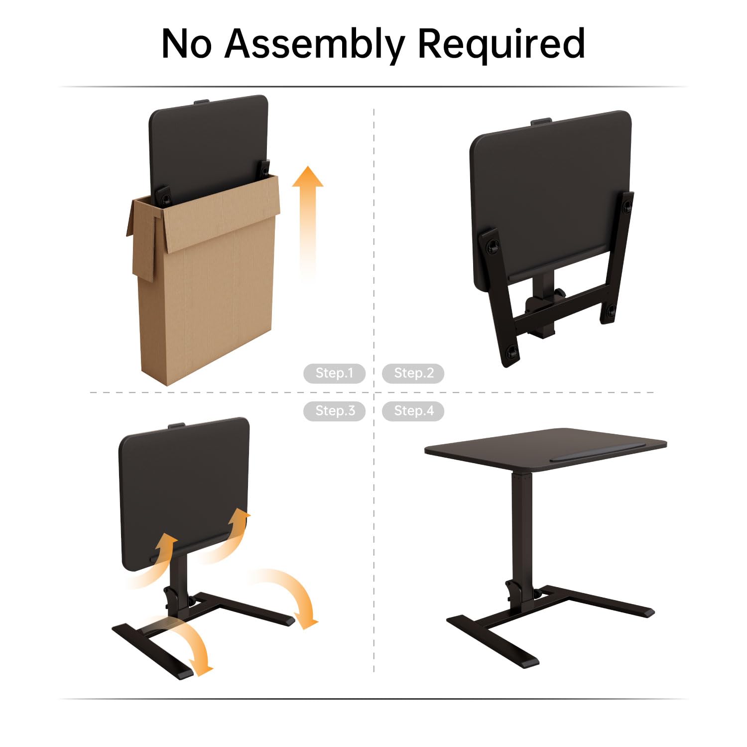 25 Inch Mobile Folding Desk - No Assembly Pneumatic Sit-Stand Desk 29-42 Height Adjustable Rolling Laptop Desk with — view 9