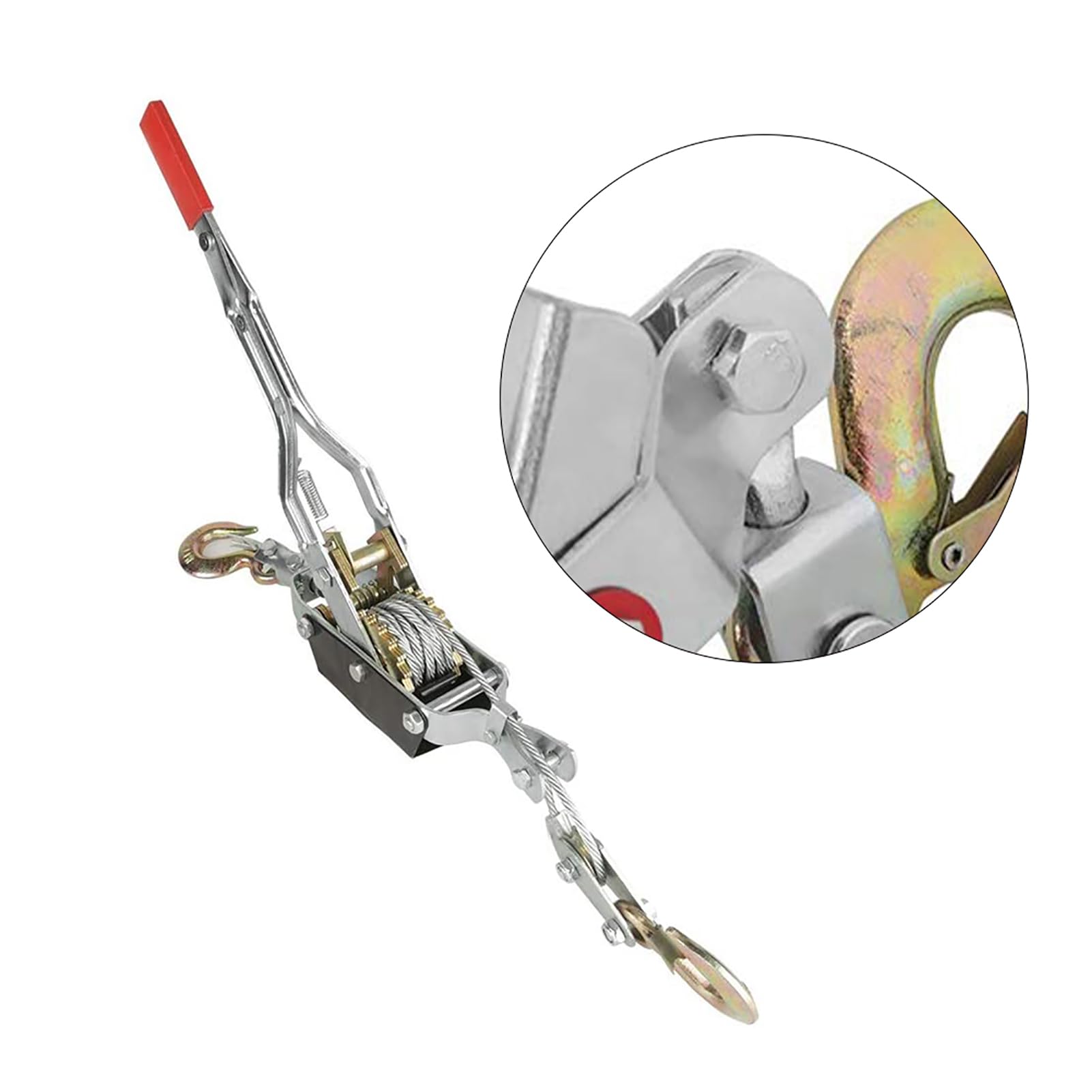 2/4T Drahtseil-Hand-Power-Puller-Anziehwerkzeug, Mini-Spanner mit Doppelhaken-Hebewerkzeug für Bau, Autobahn, Brücke (4T)