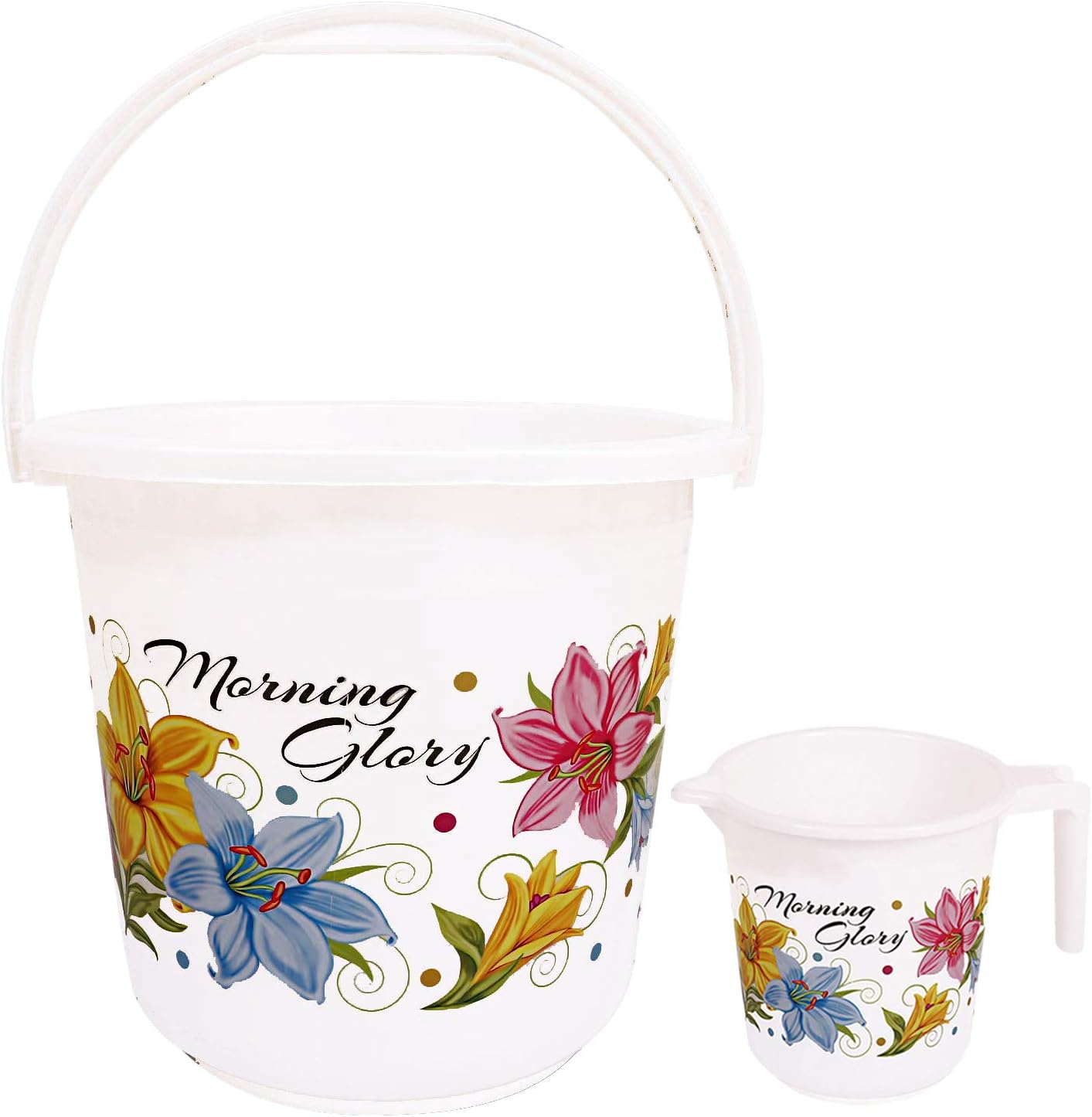 Kuber Industries Unbreakable Virgin Plastic Bathroom Bucket with Mug Set|Size 30 x 30 x 29 CM (White)-KUBMART010297