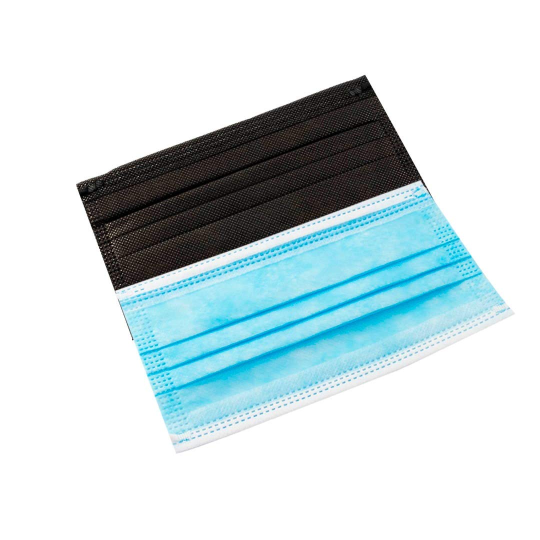 Mascarillas Higiénicas ADULTOS Colores, 3 Capas Desechables, Pack de 30 Unidades Negras 10 Azules(C8)