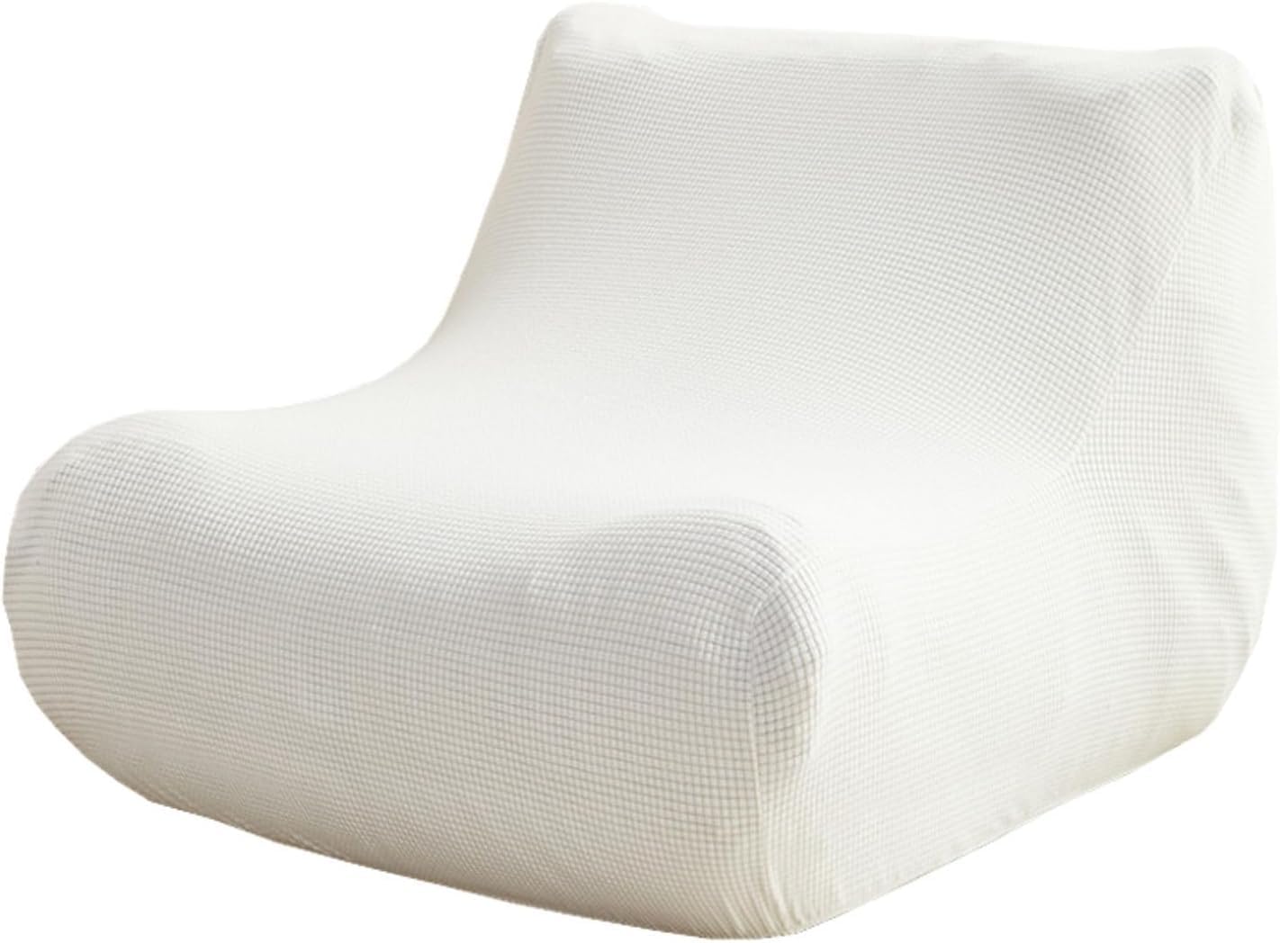HACLEN Lazy Floor Sofa Cover 1 Seater, Stretch Fireside Chair Cover Washable Armless Bean Bag Chair Slipcover with Elastic Bottom Couch Covers (White,one size)