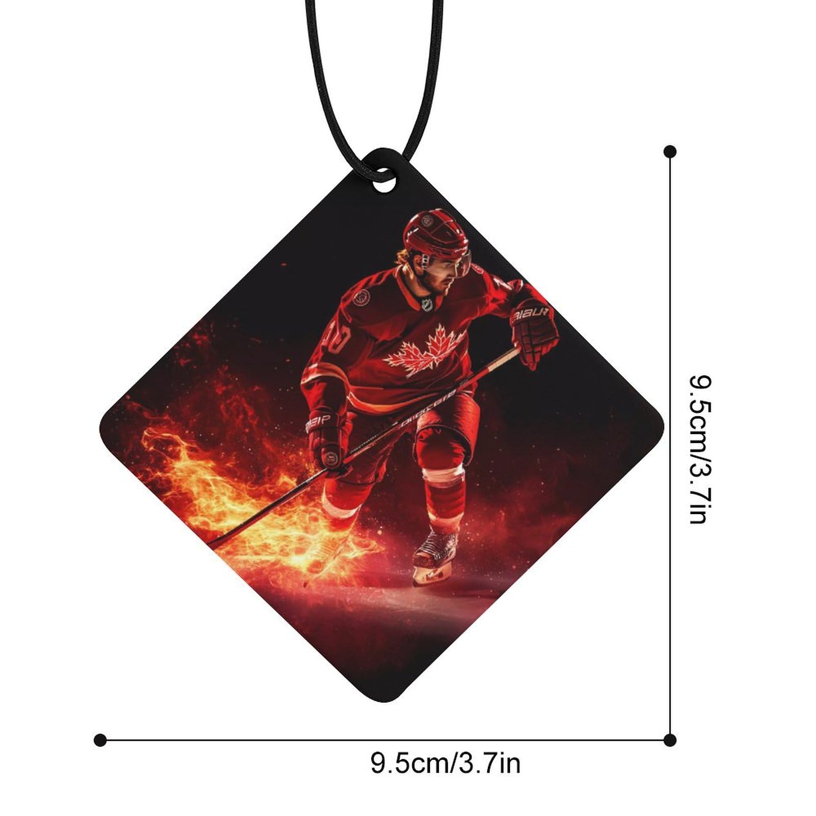 Fire Ice Hockey Player Car Air Freshener Hanging Aromatherapy Tablets for Car Accessories Rhombus