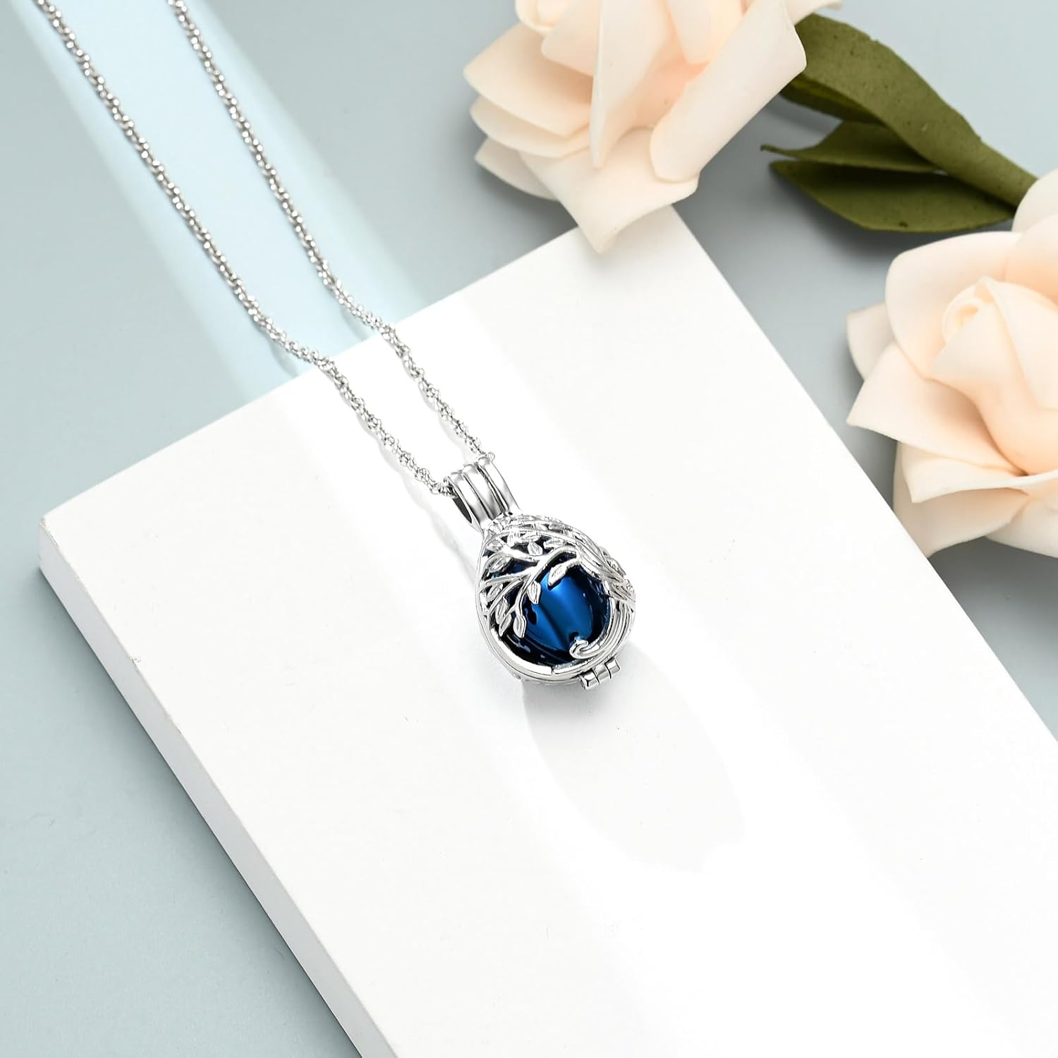 shajwo Tree of Life Urn Necklaces for Ashes for Women Men Teardrop Cremation Jewelry for Ashes With Hollow Memorial Pendant - Image 4