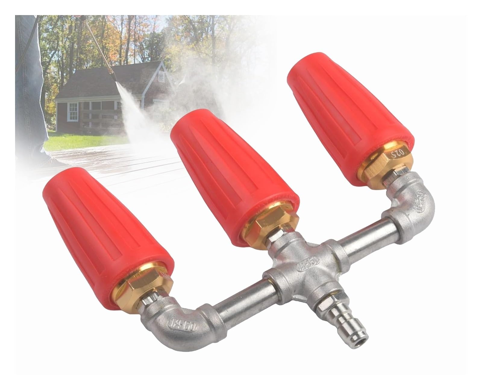 Ugello turbo for idropulitrice | Ugello triplo, rotazione a 360°, multicolore, efficienza di pulizia(Red)