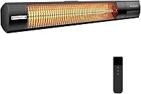 YESERLI 1500W Wall Mounted Electric Patio Heater - IP65 Waterproof Infrared Outdoor Heater with Remote, 3 Heat Settings & 24H Timer