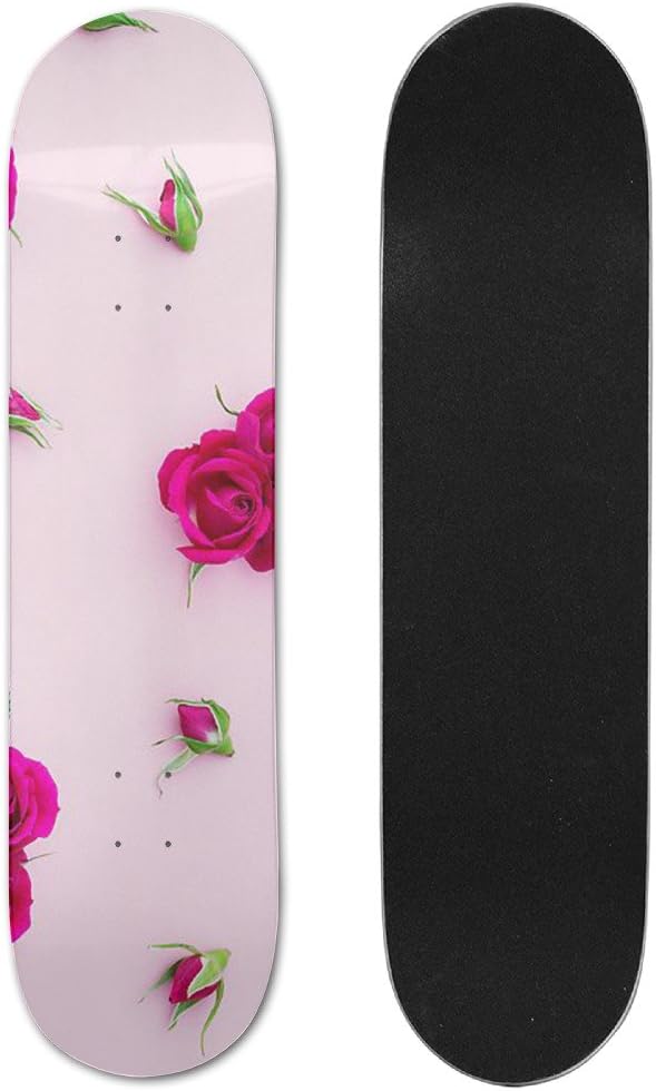 Pink Rose Skateboard DoubleKick Cruiser Skate Board